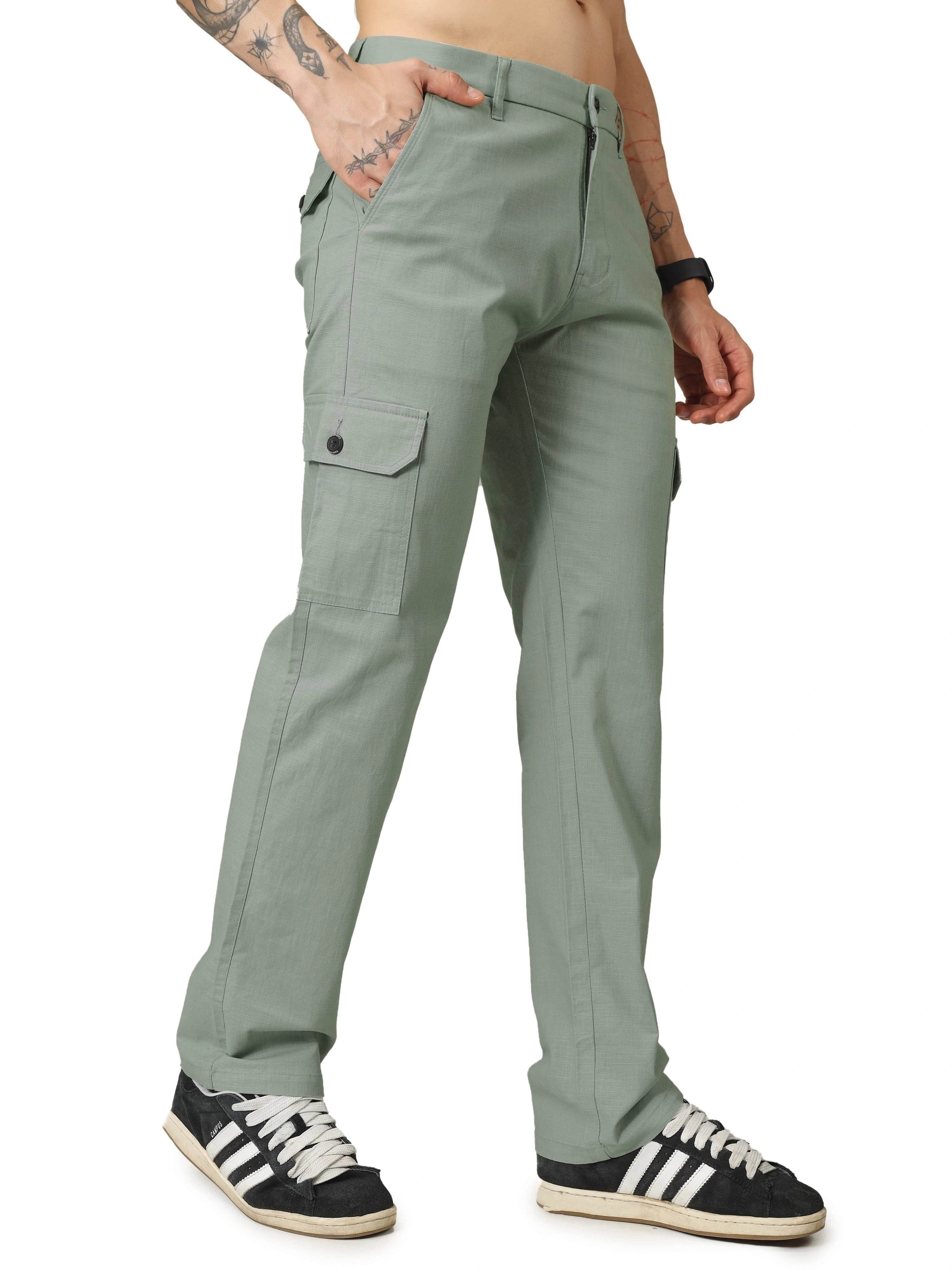 Linen Cargo Relaxed Fit - Sage Green - Flaked