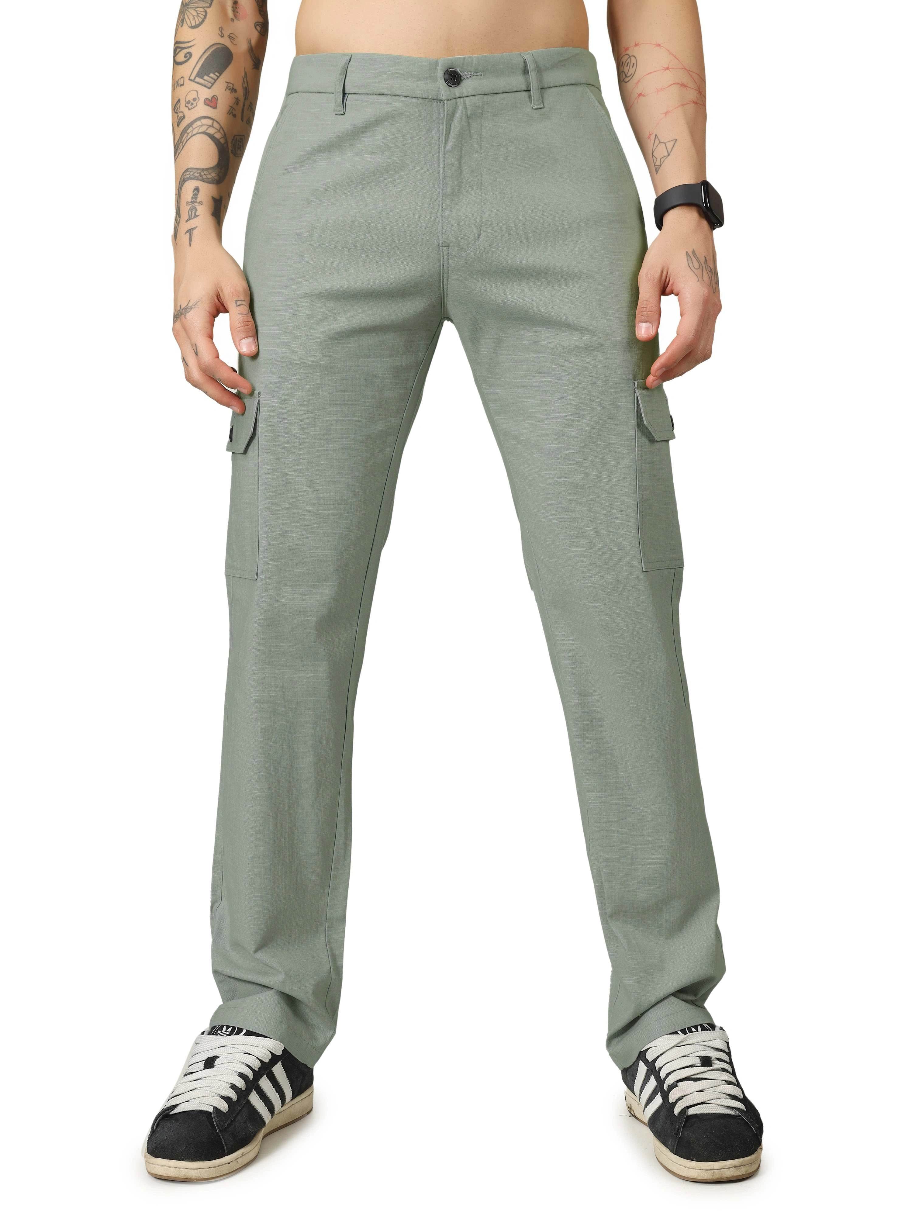 Linen Cargo Relaxed Fit - Sage Green - Flaked