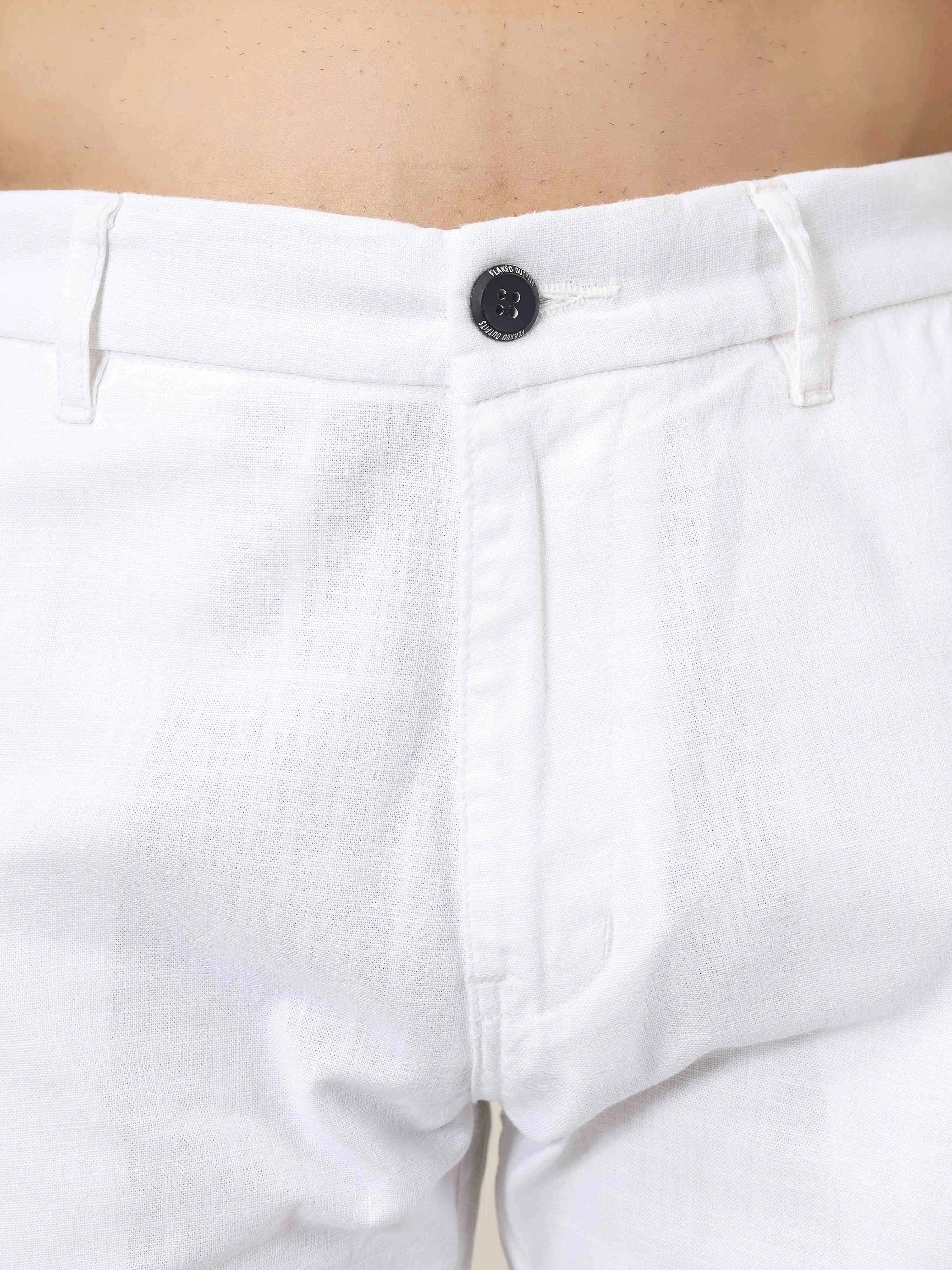 Linen Cargo Relaxed Fit - White - Flaked