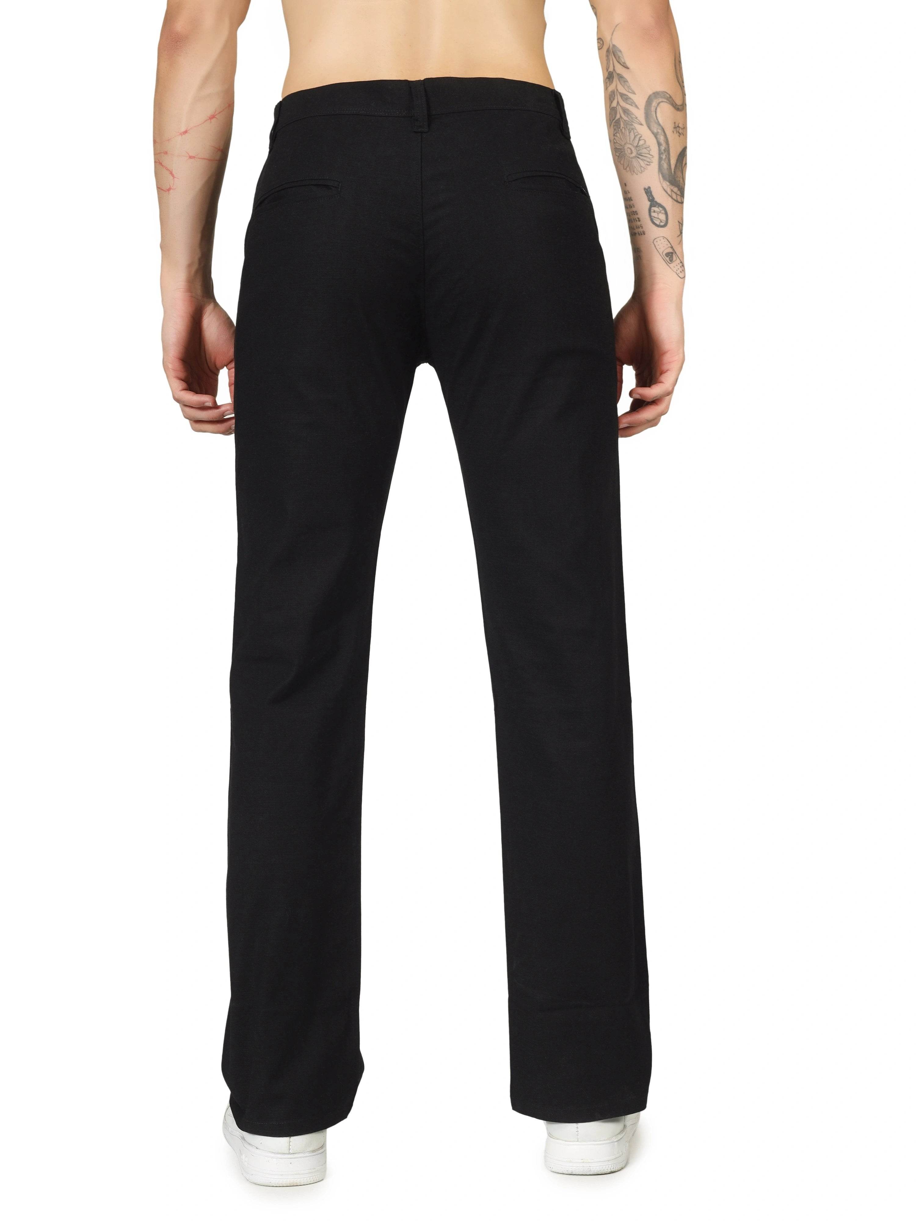 Linen Relaxed Fit Trouser - Black - Flaked