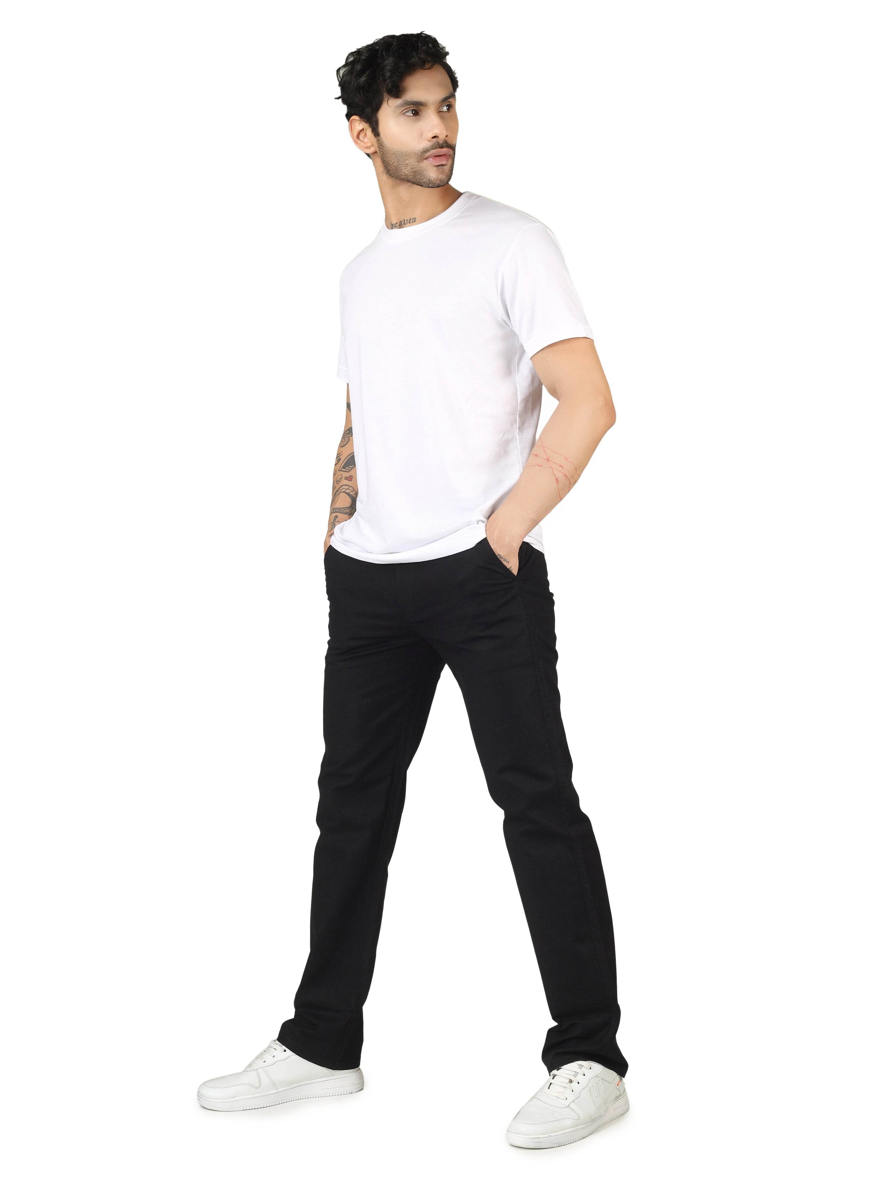 Linen Relaxed Fit Trouser - Black - Flaked
