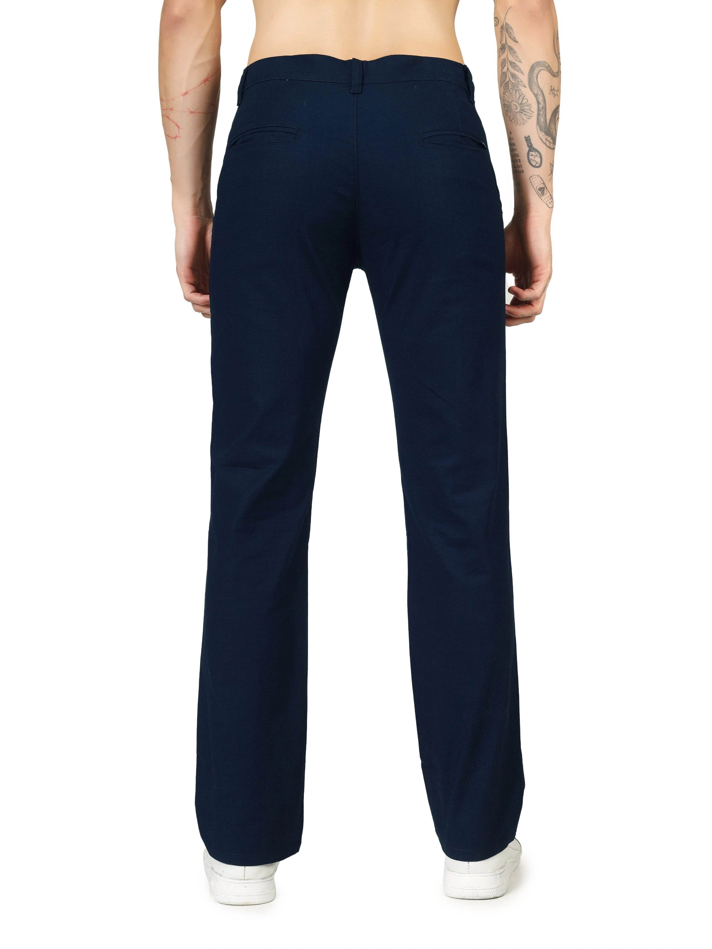 Linen Relaxed Fit Trouser - Blue - Flaked