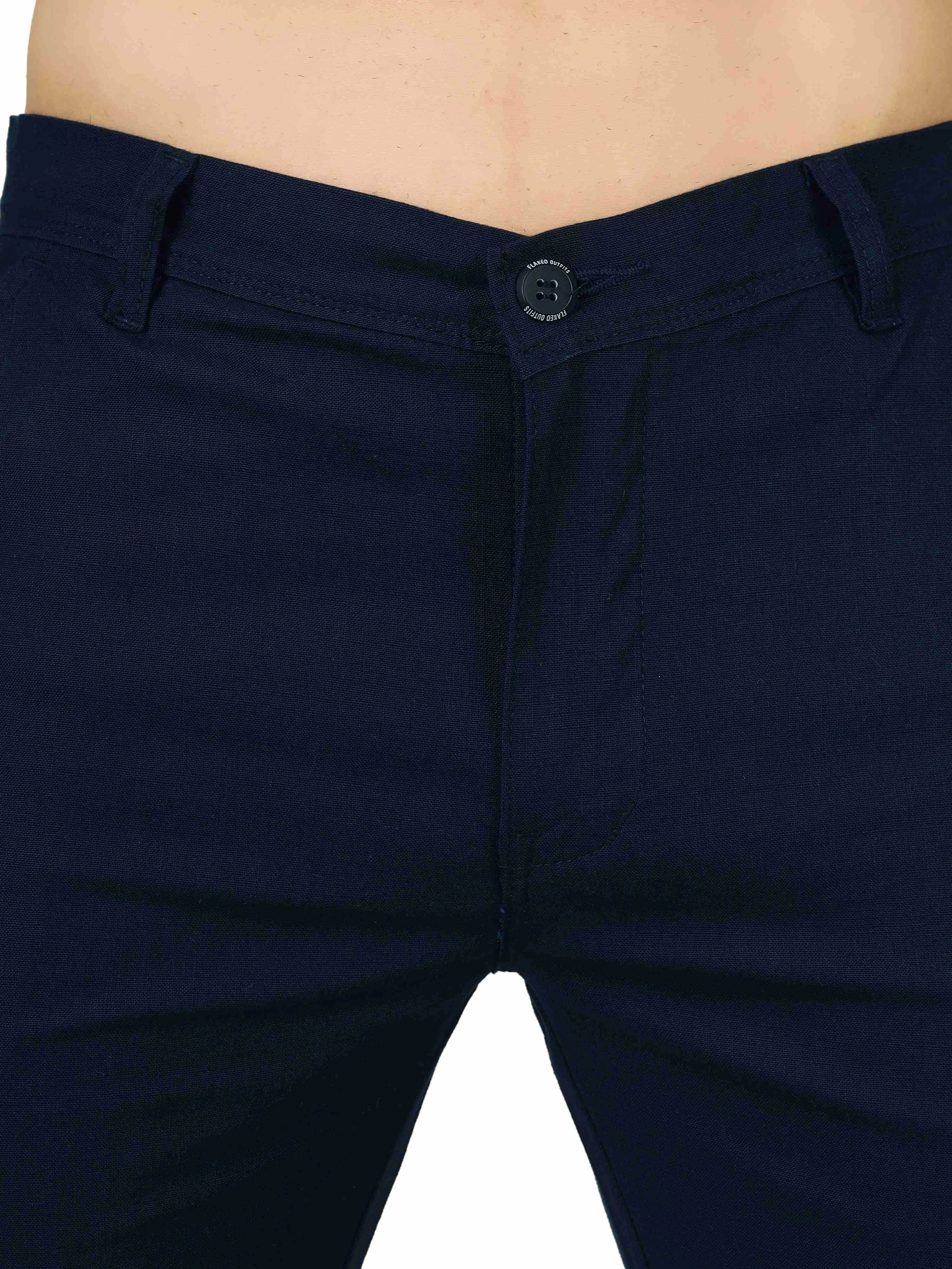 Linen Relaxed Fit Trouser - Blue - Flaked