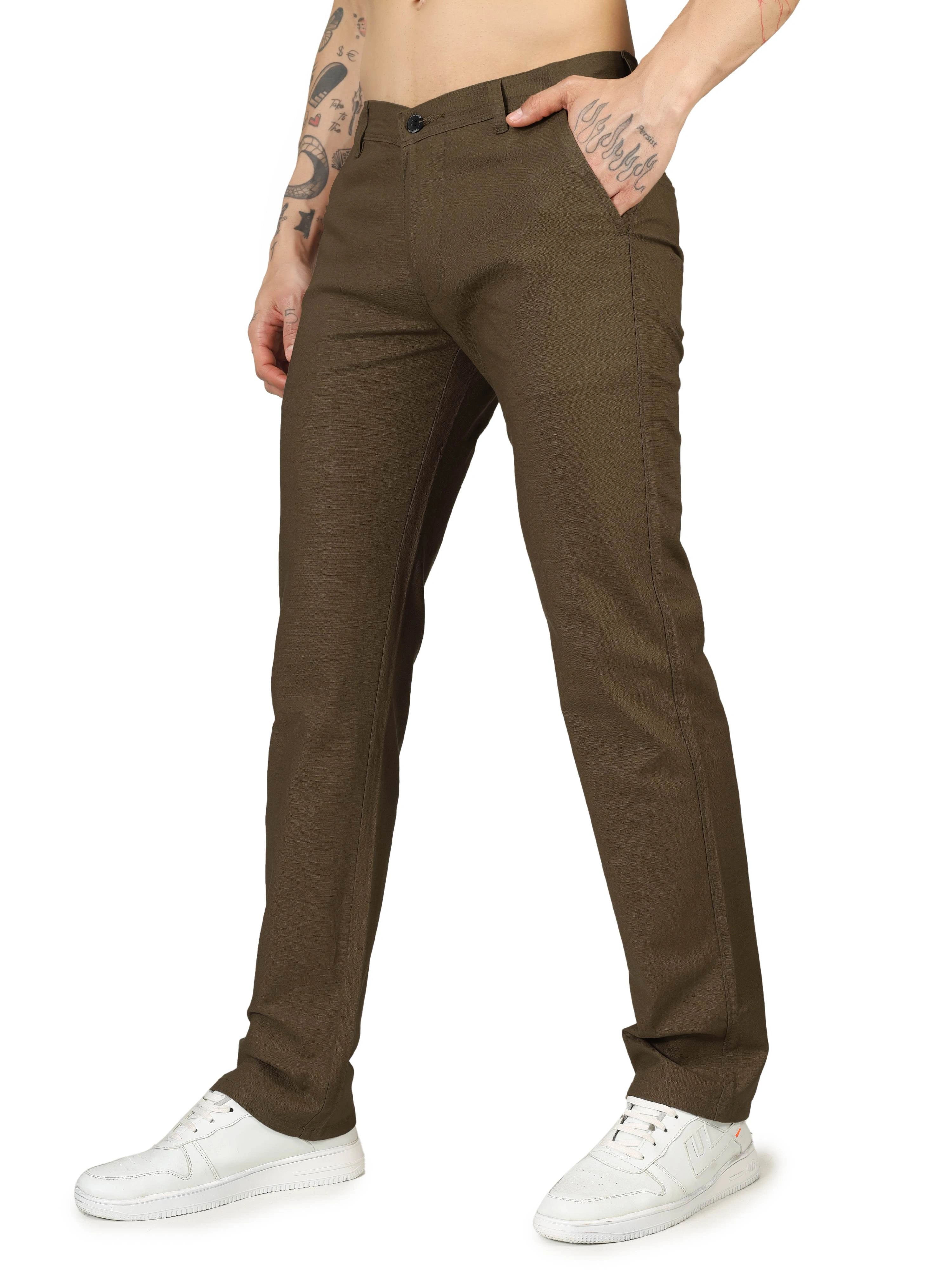 Linen Relaxed Fit Trouser - Brown Bear