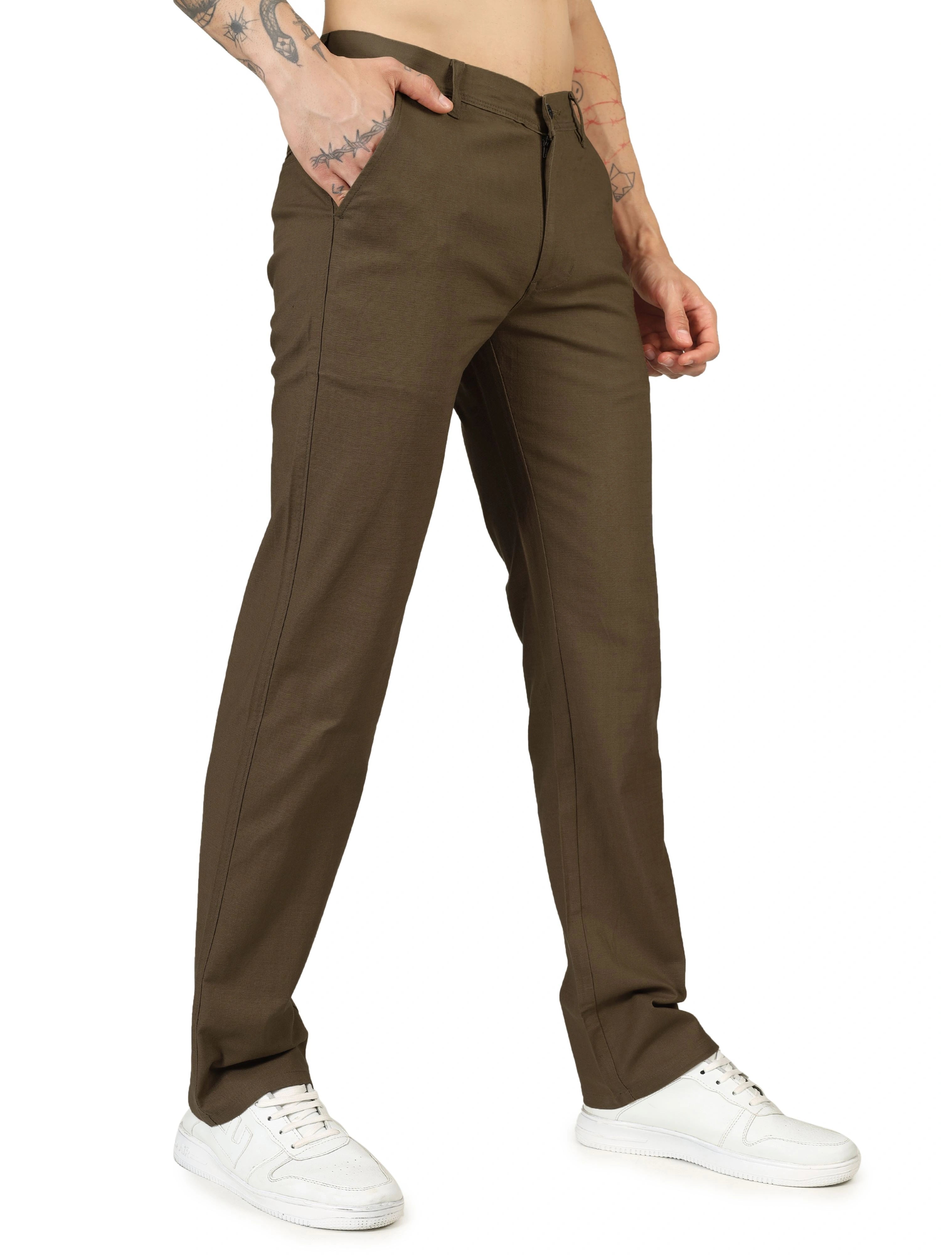 Linen Relaxed Fit Trouser - Brown Bear