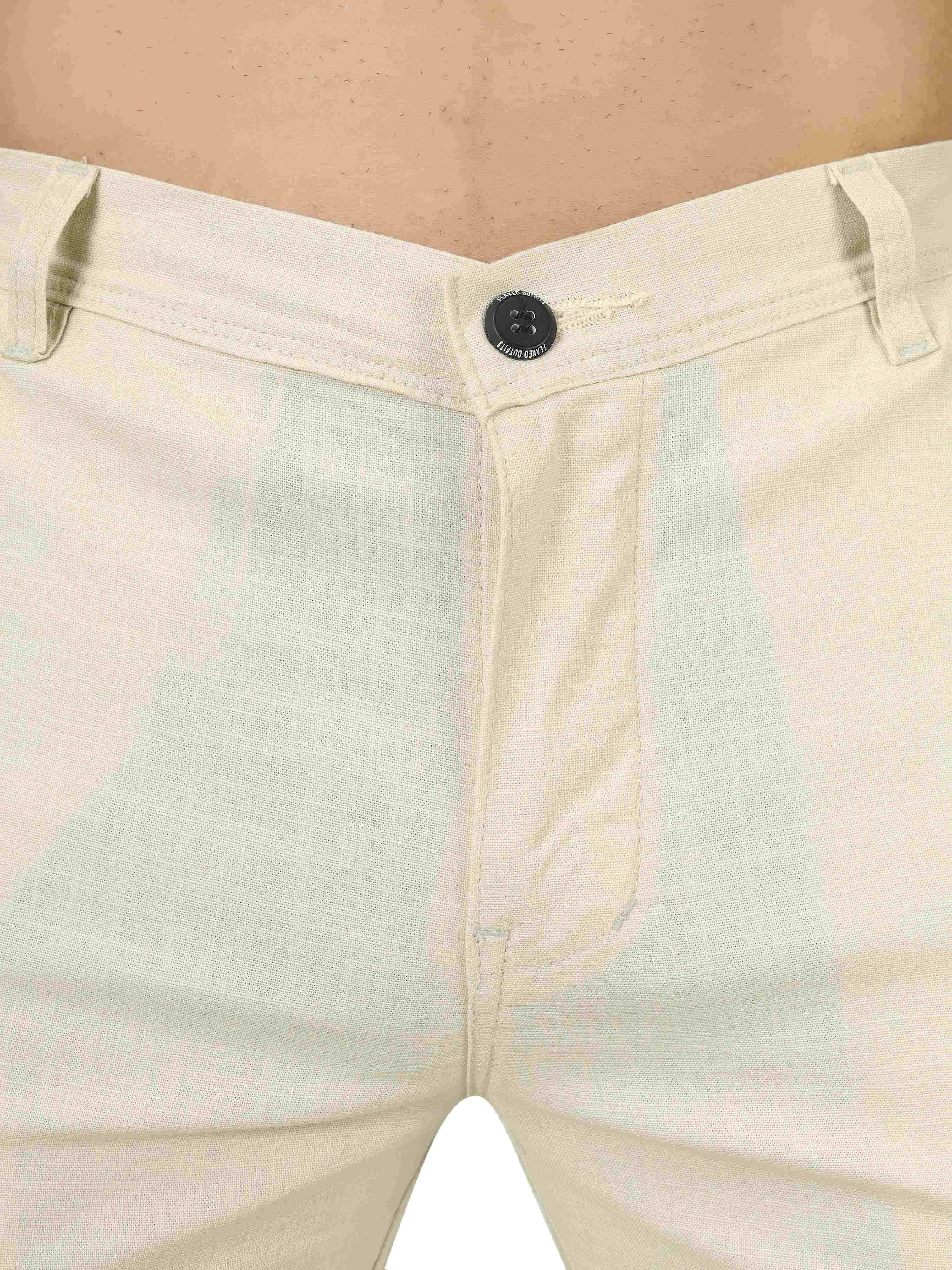 Linen Relaxed Fit Trouser - Light Camel - Flaked