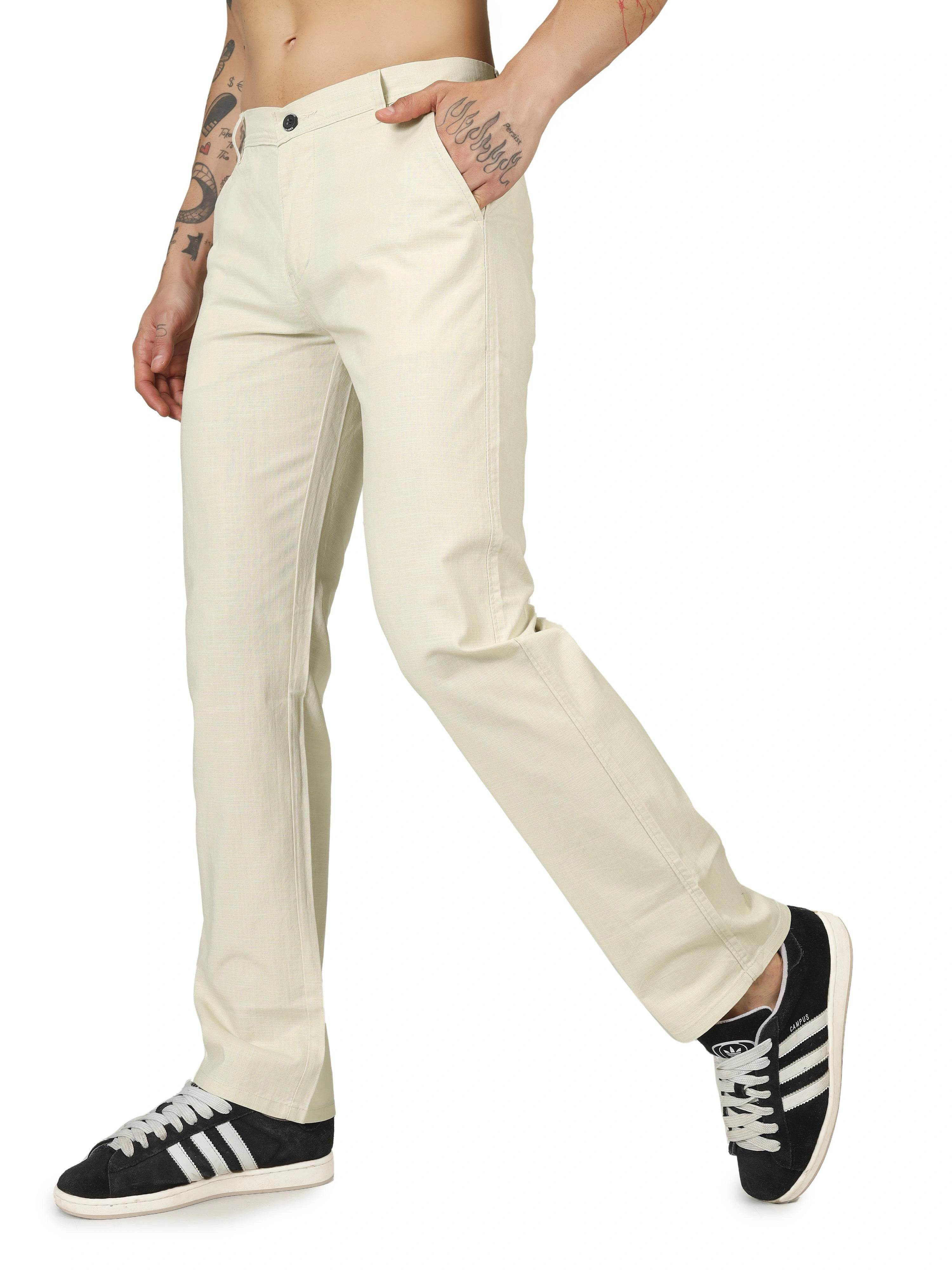 Linen Relaxed Fit Trouser - Light Camel - Flaked