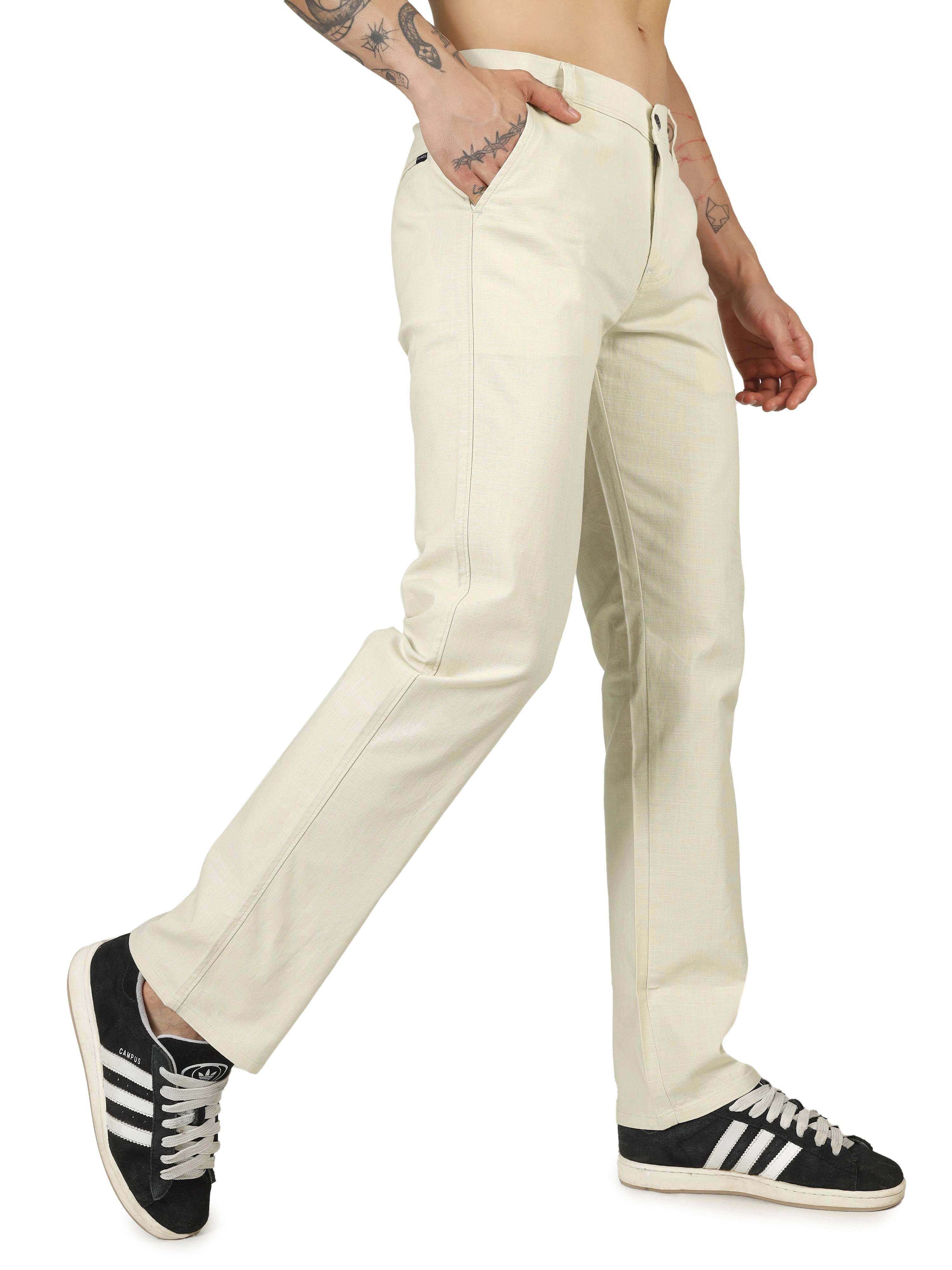 Linen Relaxed Fit Trouser - Light Camel - Flaked