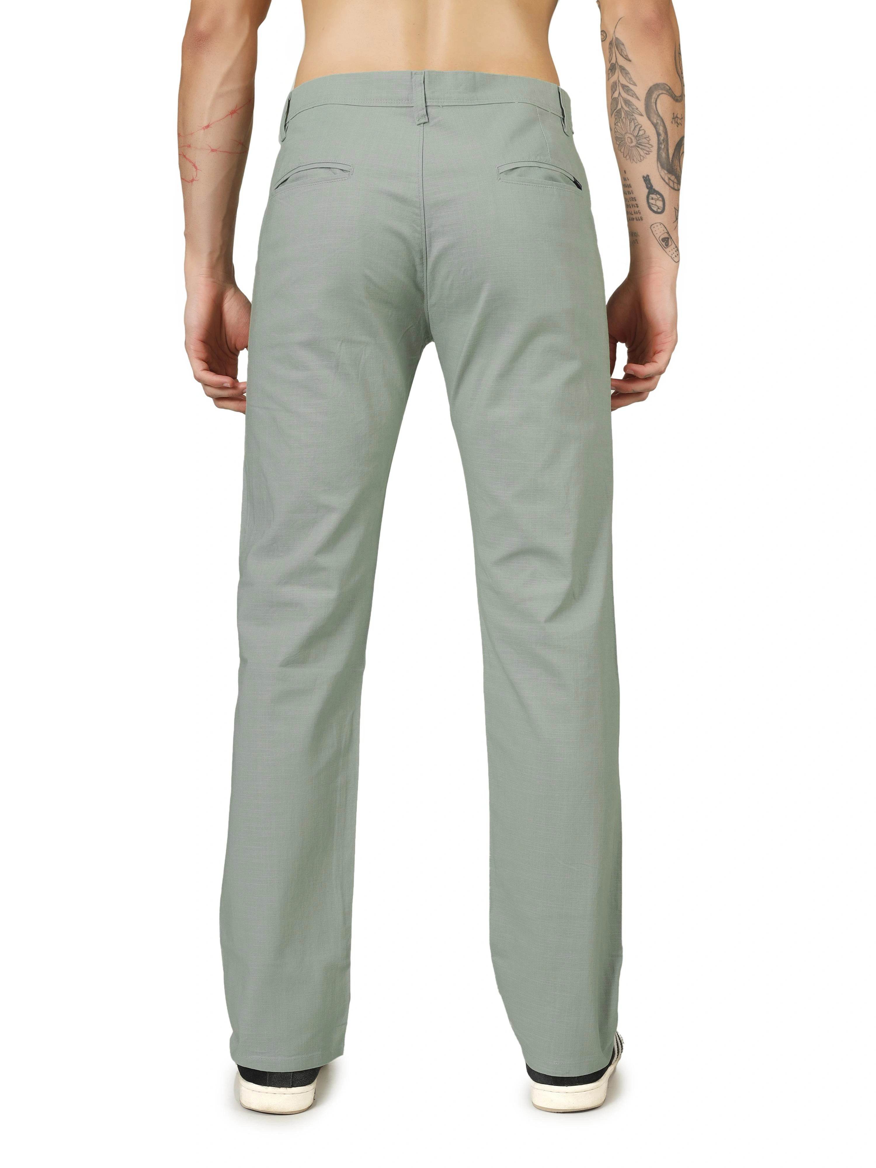 Linen Relaxed Fit Trouser - Sage Green - Flaked