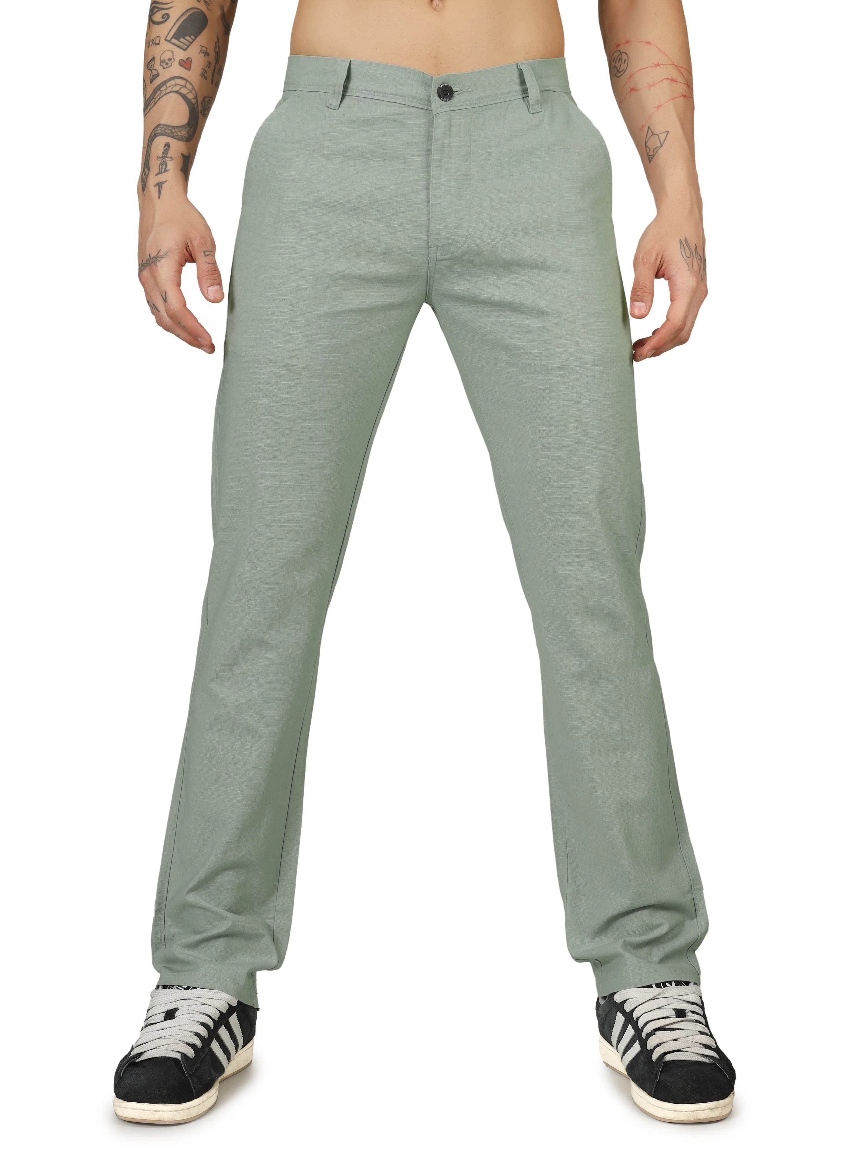 Linen Relaxed Fit Trouser - Sage Green - Flaked