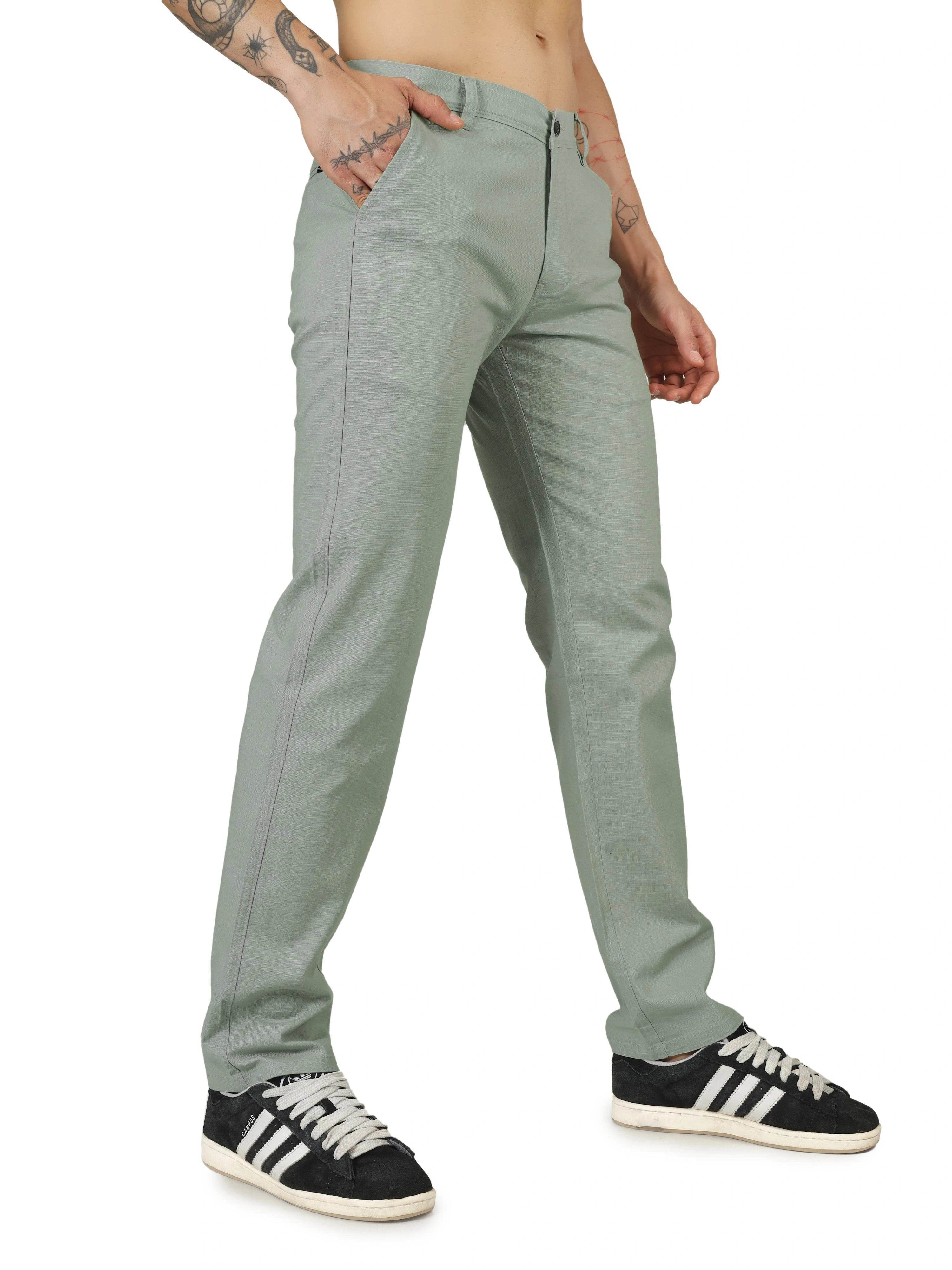 Linen Relaxed Fit Trouser - Sage Green - Flaked