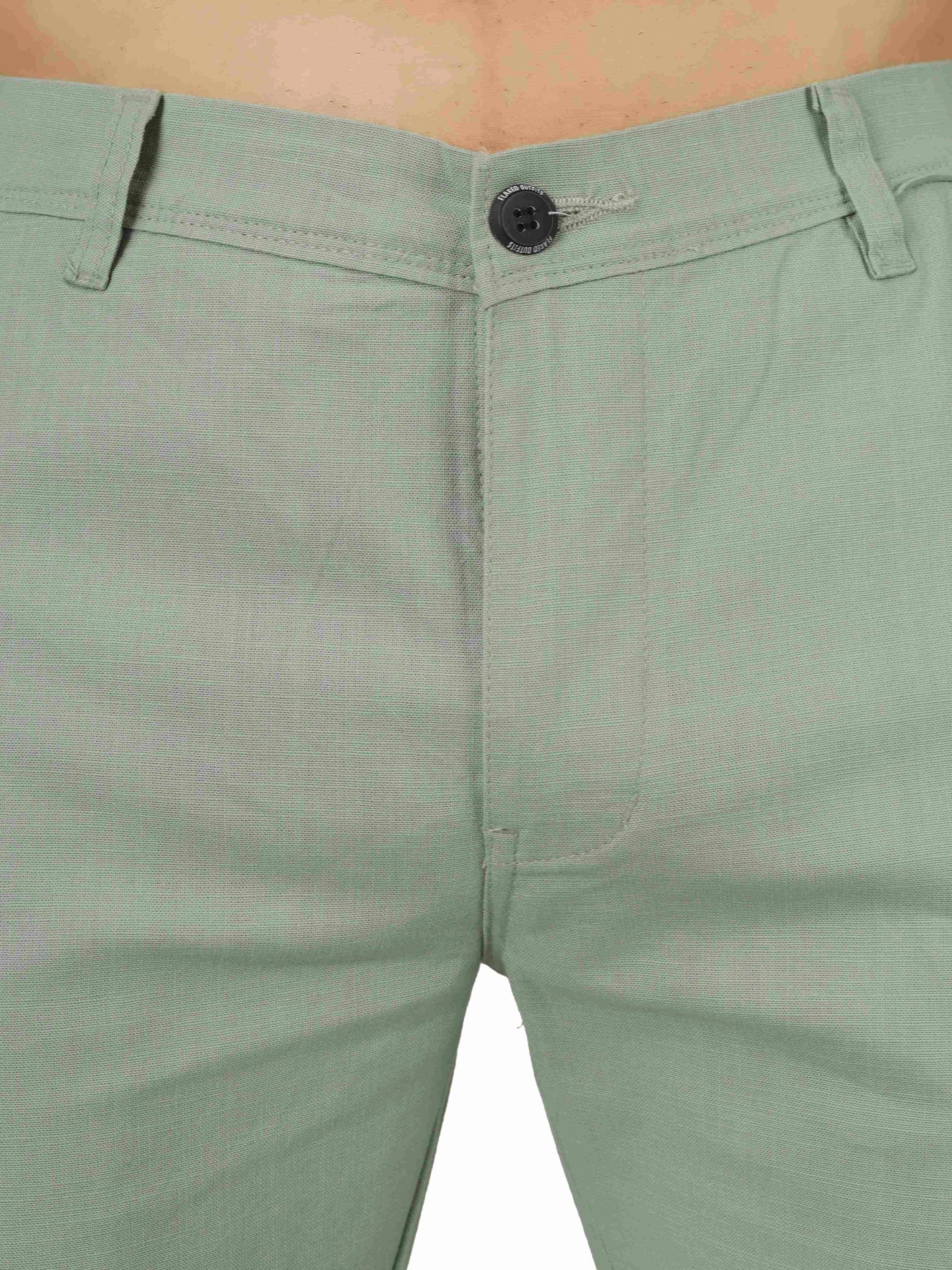 Linen Relaxed Fit Trouser - Sage Green - Flaked