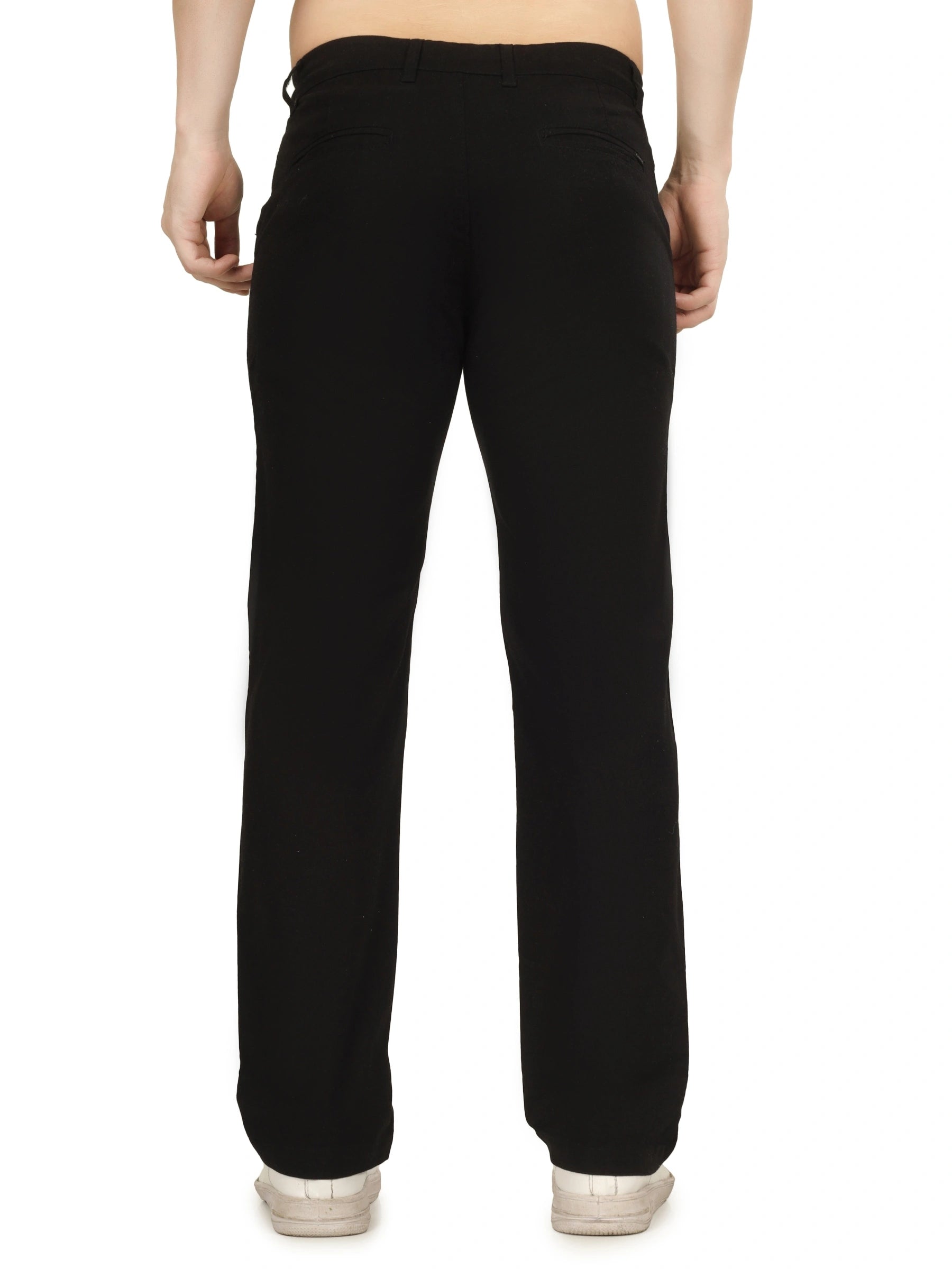 Linen Draw-String Comfort Fit Stretchable Trouser – Black