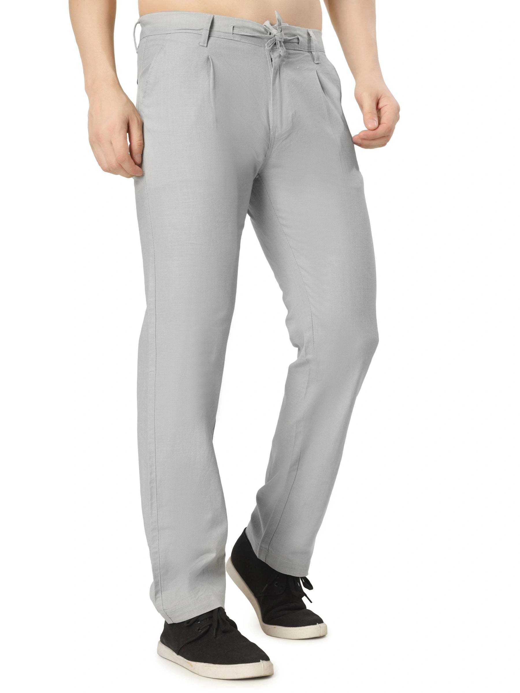 inen Draw-String Comfort Fit Stretchable Trouser – Foggy Grey