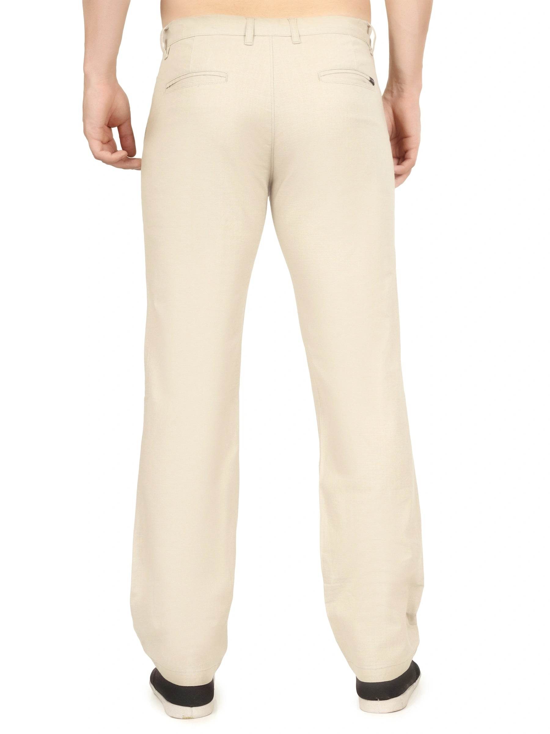 Linen Draw-String Comfort Fit Stretchable Trouser – Light Camel - Flaked