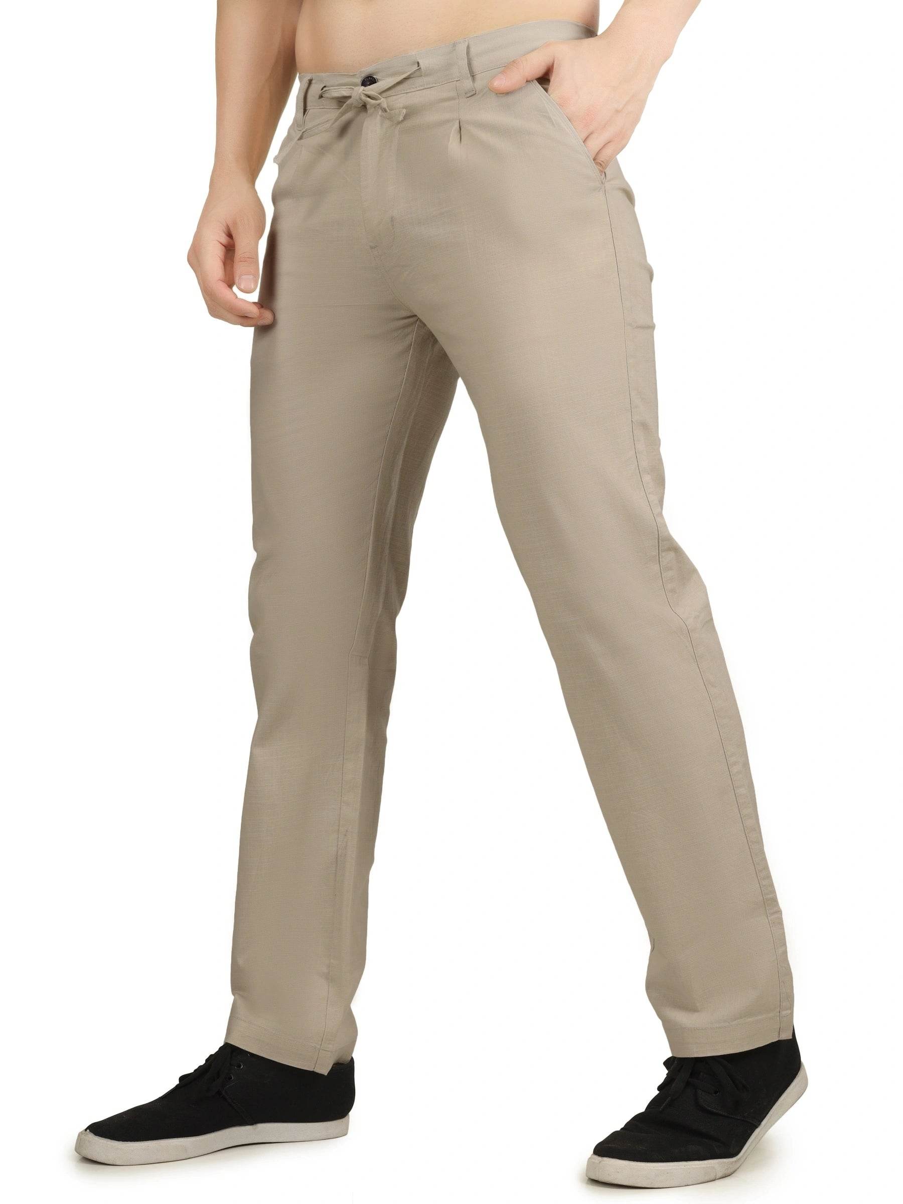 Linen Draw-String Comfort Fit Stretchable Trouser – Rodeo Dust - Flaked