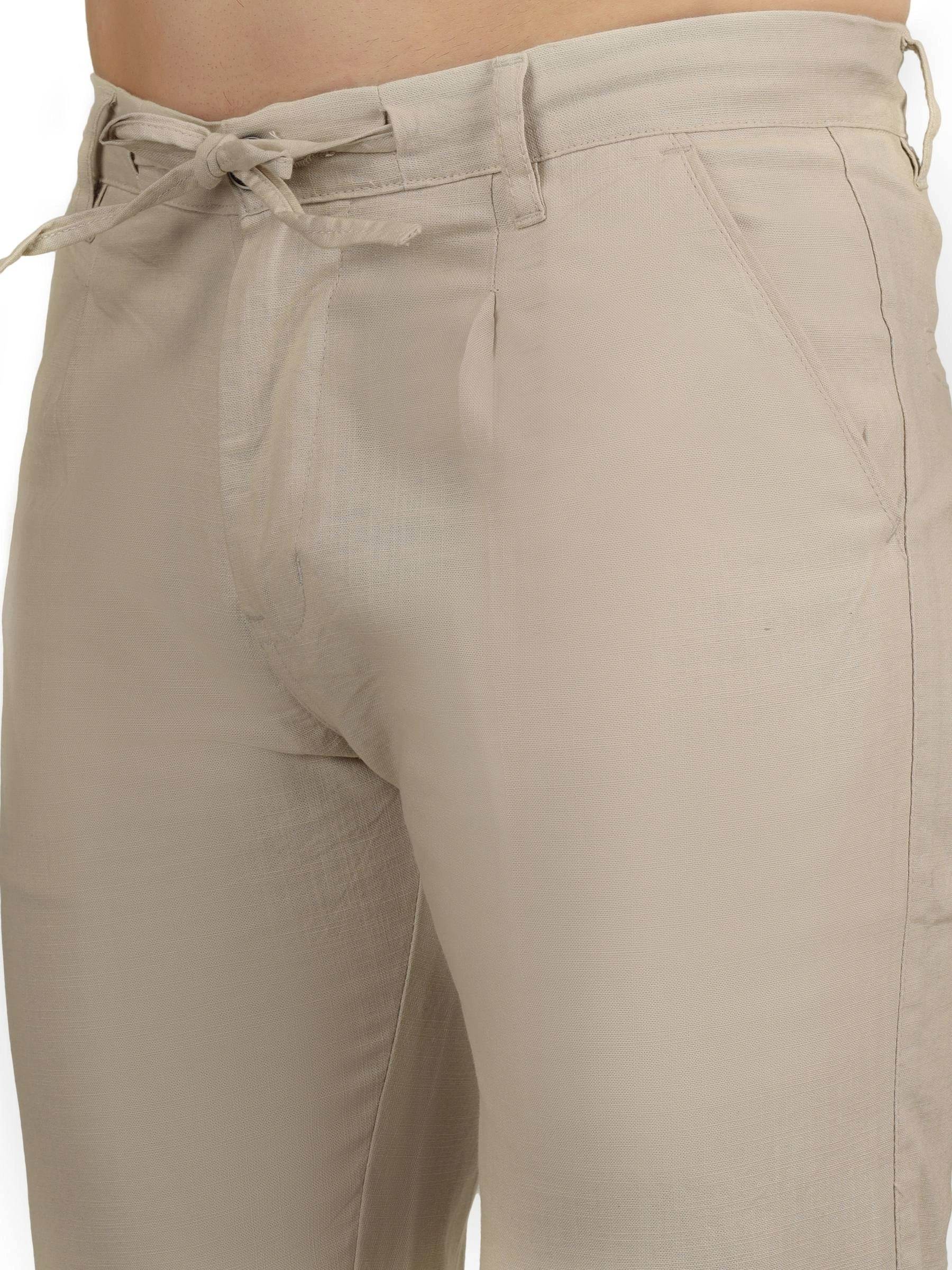 Linen Draw-String Comfort Fit Stretchable Trouser – Rodeo Dust - Flaked