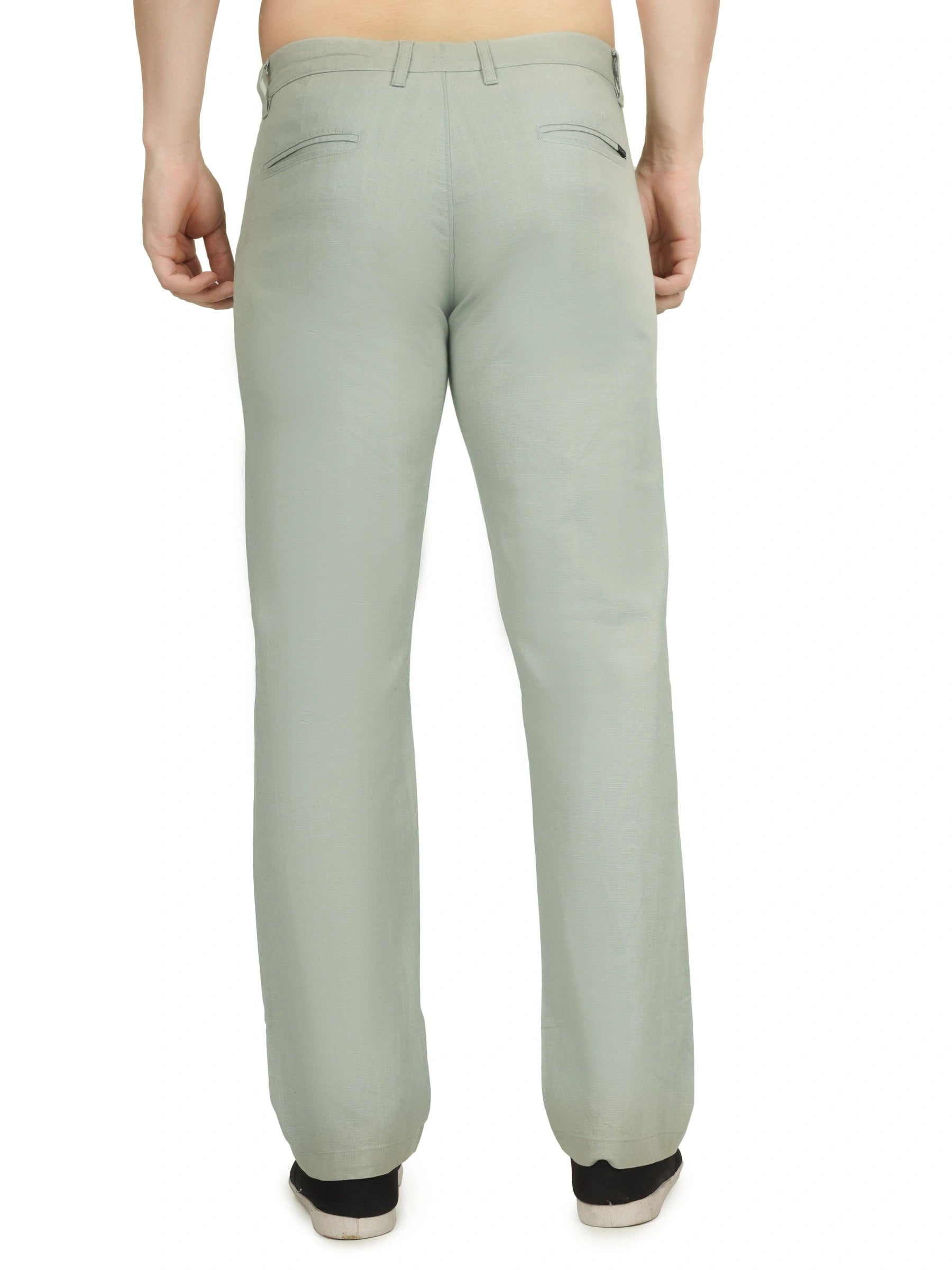 Linen Draw-String Comfort Fit Stretchable Trouser – Sage Green