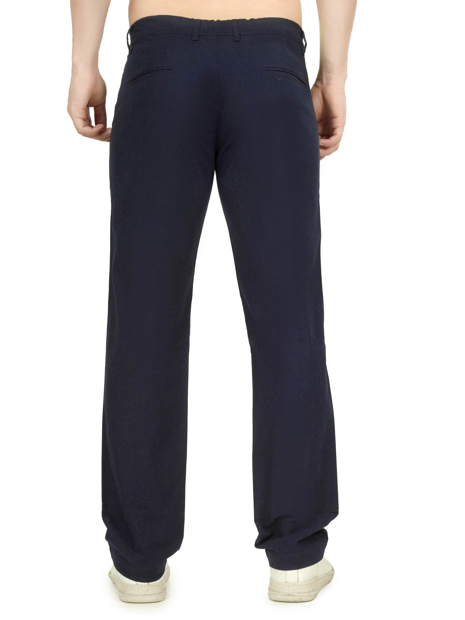 Linen Draw-String Comfort Fit Stretchable Trouser – Thunder Blue - Flaked