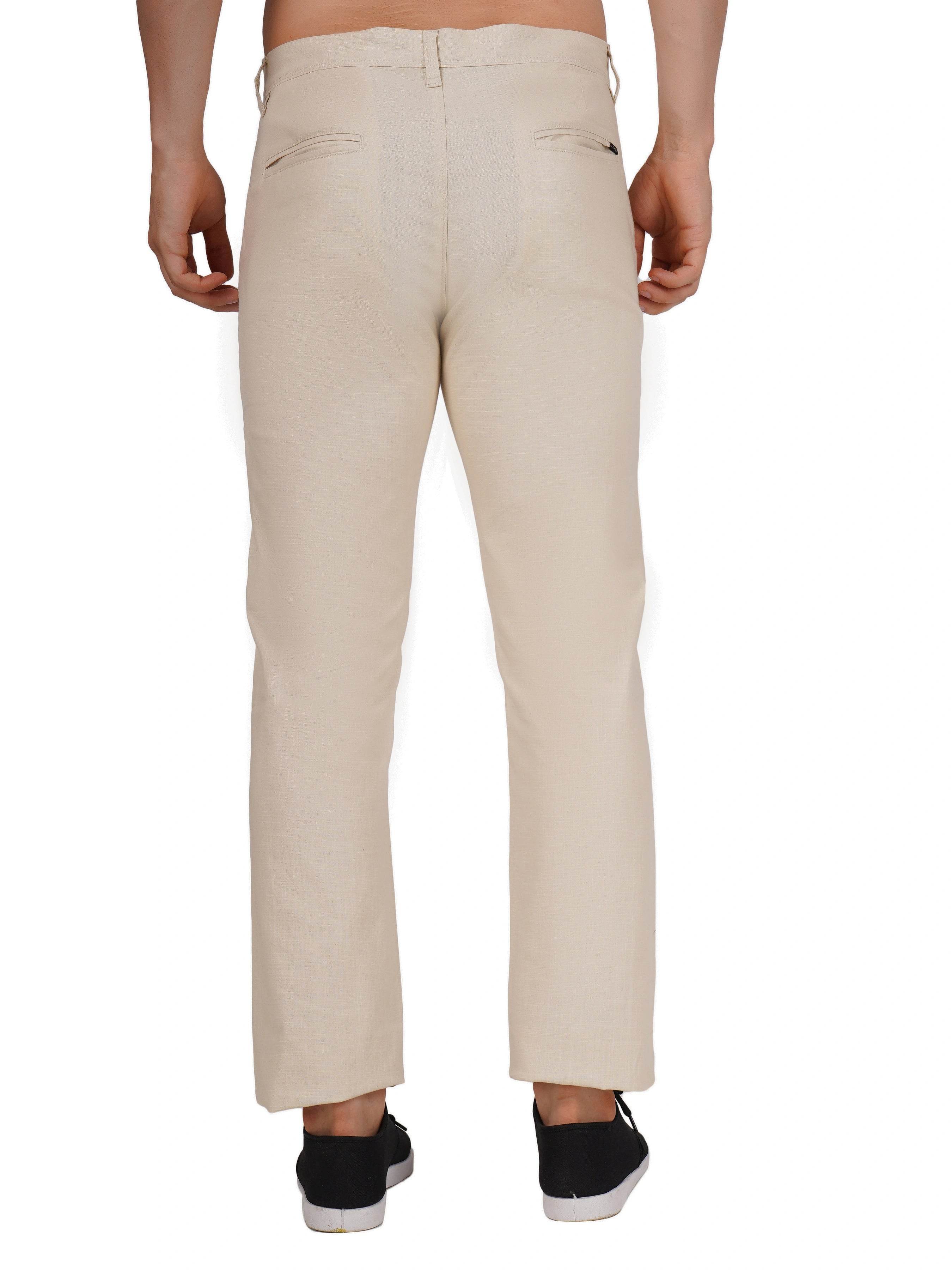 Linen Regular Fit Stretchable Trouser – Light Camel - Flaked
