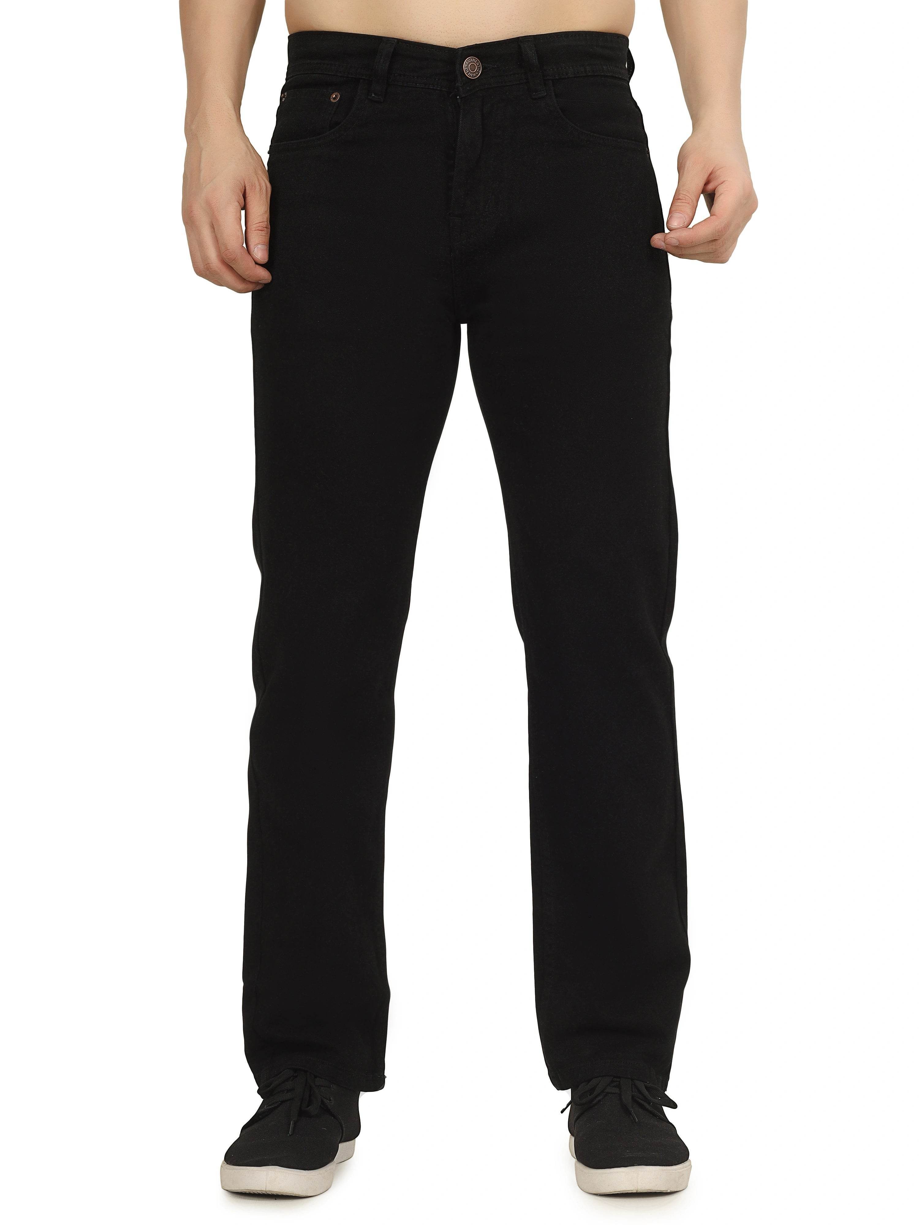 Men’s Relaxed Fit Stretchable Organic Cotton Jeans - Midnight Black - Flaked