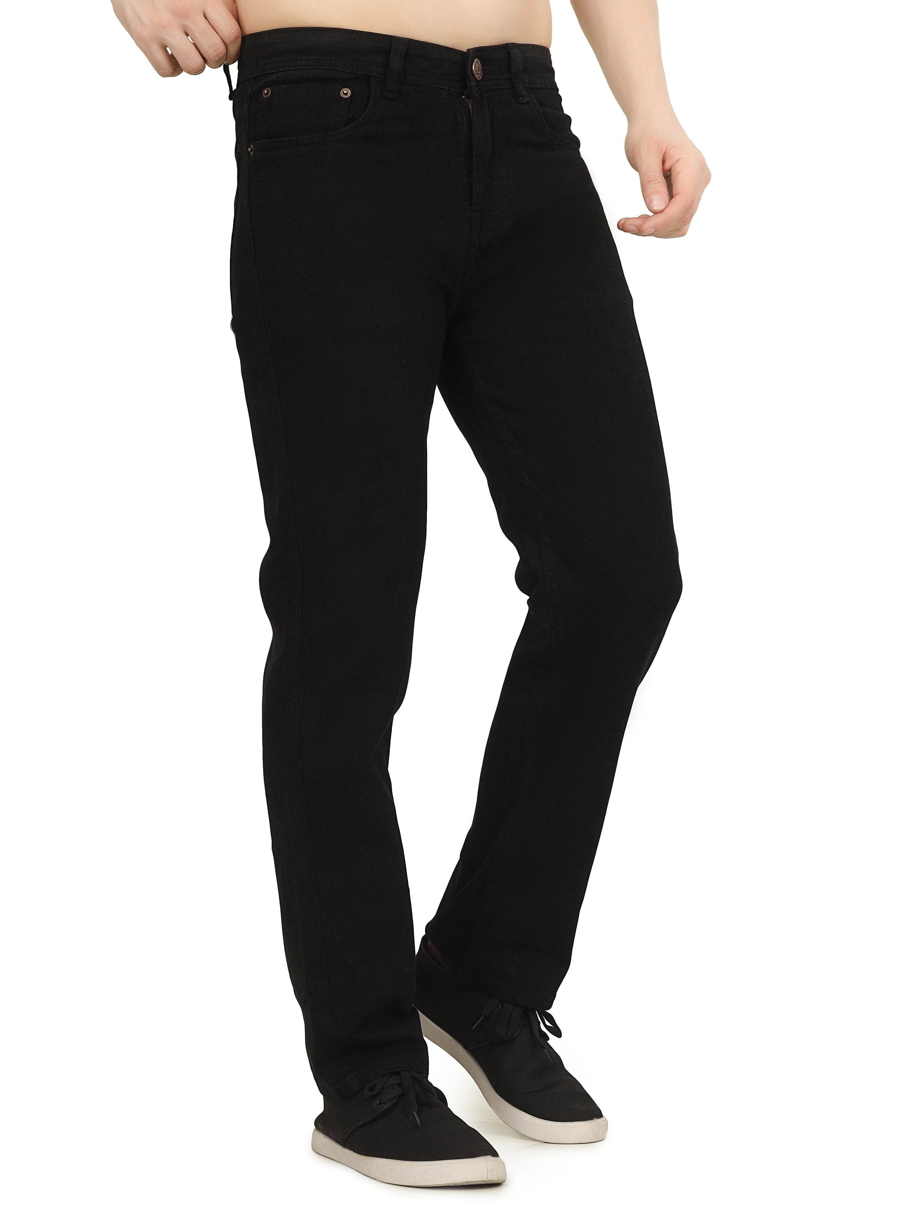 Men’s Relaxed Fit Stretchable Organic Cotton Jeans - Midnight Black - Flaked