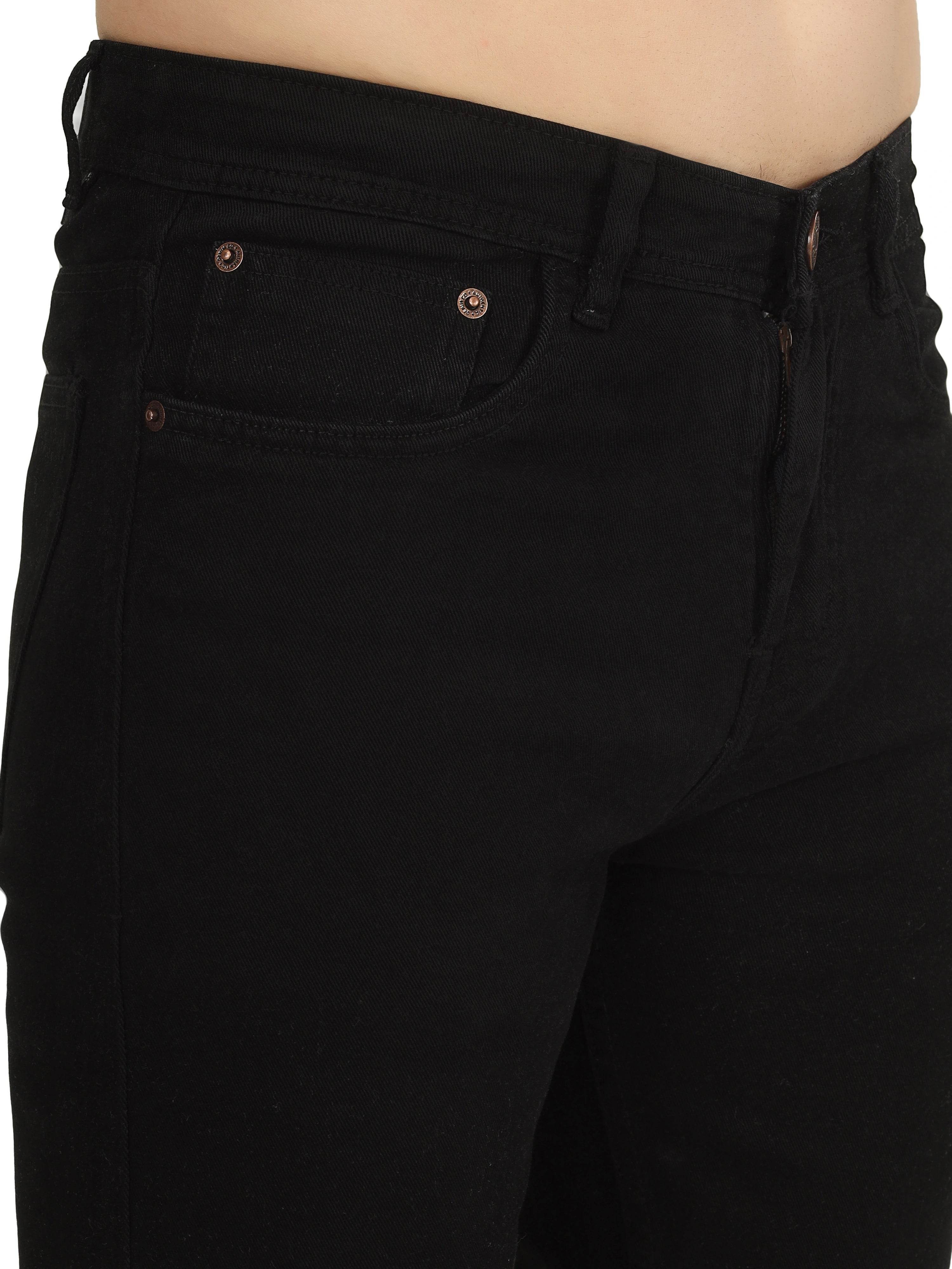 Men’s Relaxed Fit Stretchable Organic Cotton Jeans - Midnight Black - Flaked