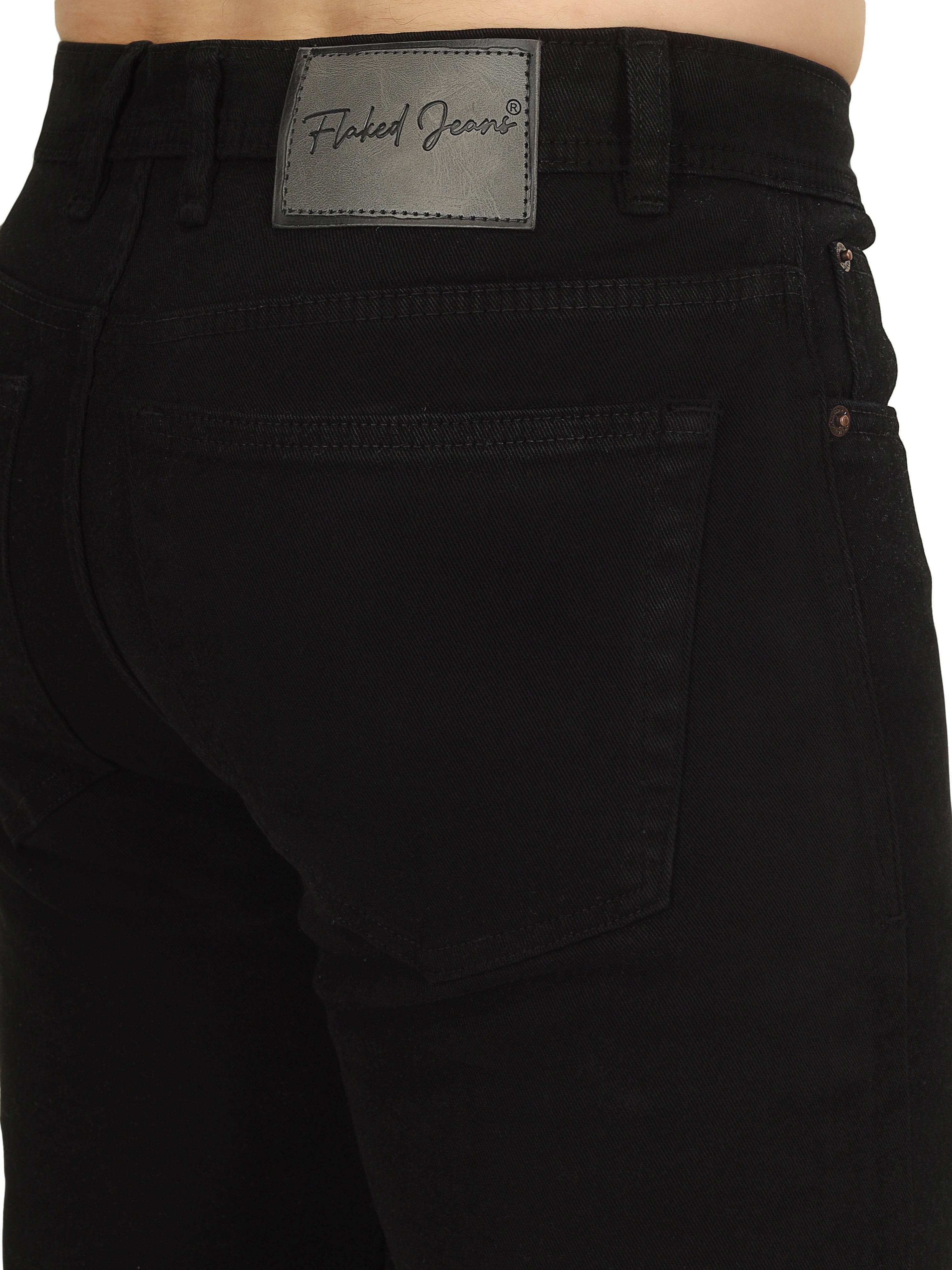 Men’s Relaxed Fit Stretchable Organic Cotton Jeans - Midnight Black - Flaked