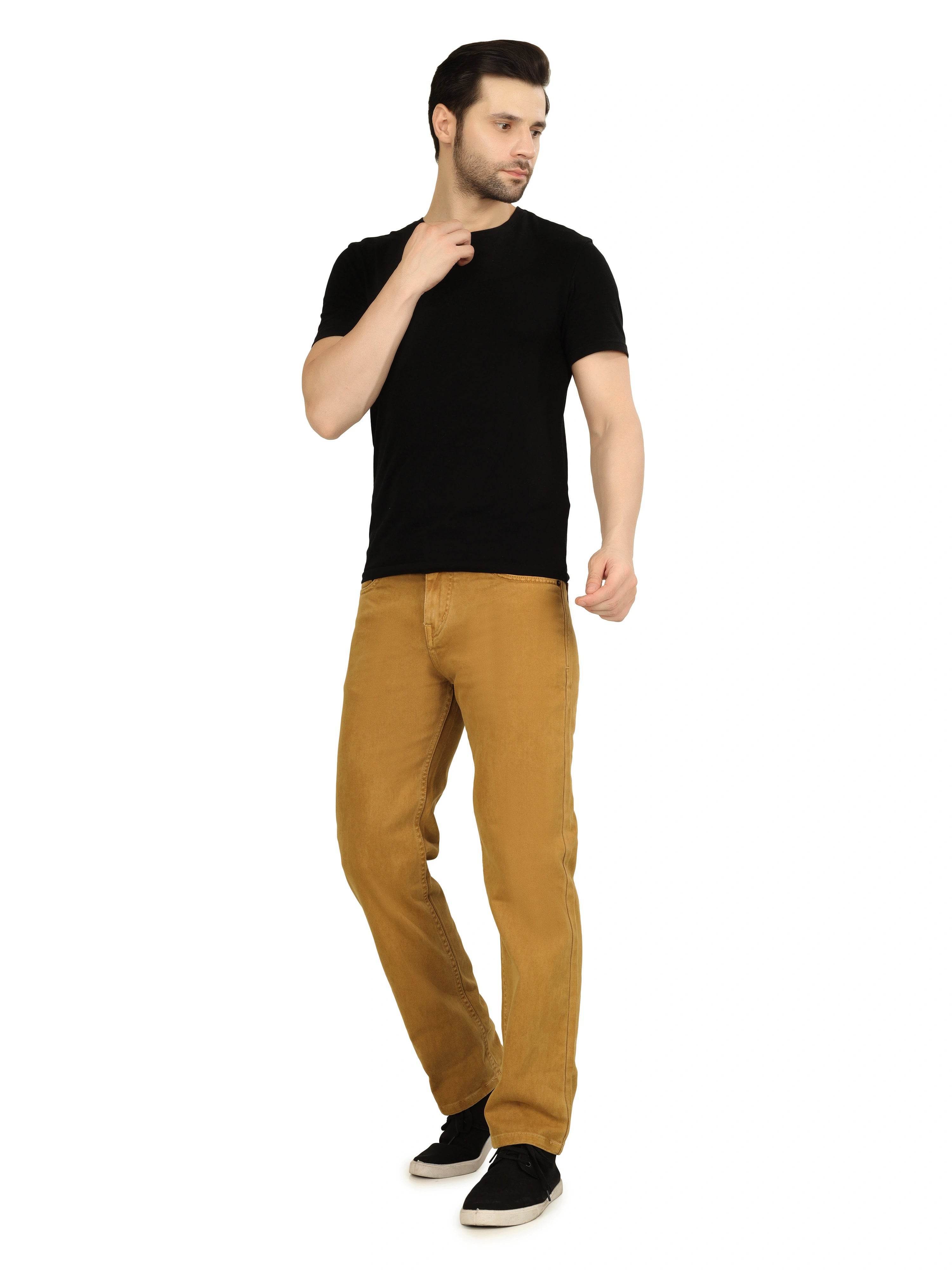 Men’s Relaxed Fit Stretchable Organic Cotton Jeans - Desert Camel - Flaked