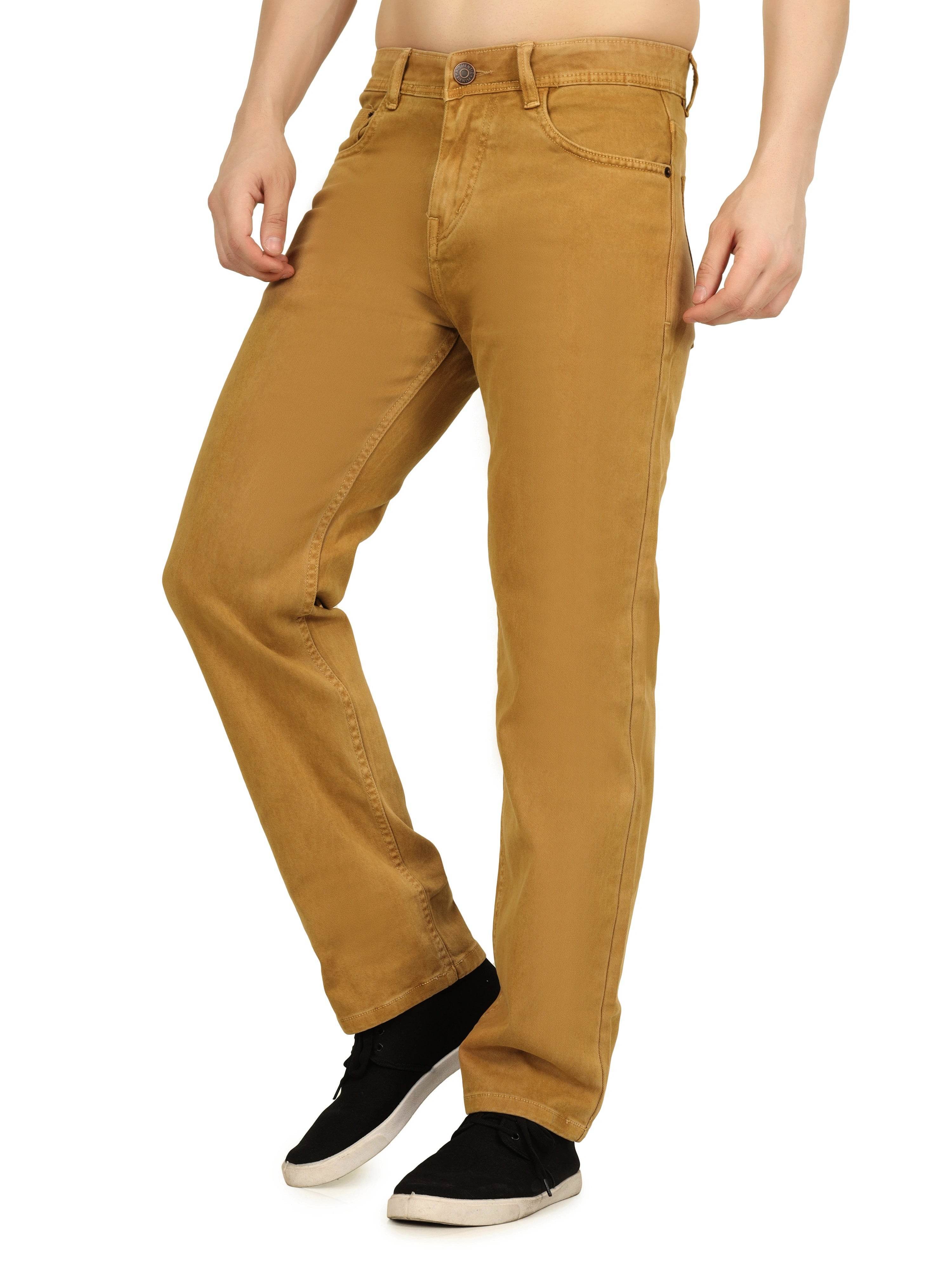 Men’s Relaxed Fit Stretchable Organic Cotton Jeans - Desert Camel - Flaked