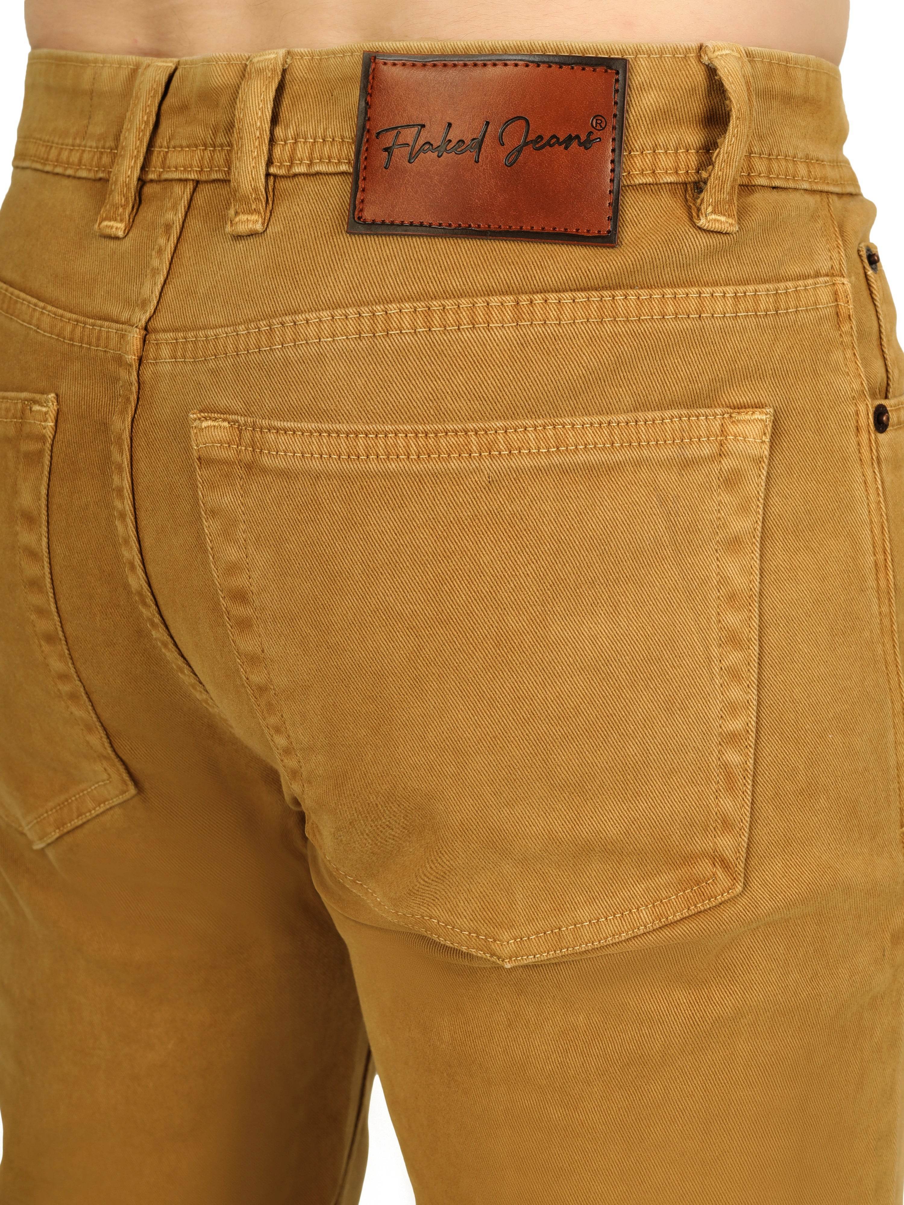 Men’s Relaxed Fit Stretchable Organic Cotton Jeans - Desert Camel - Flaked