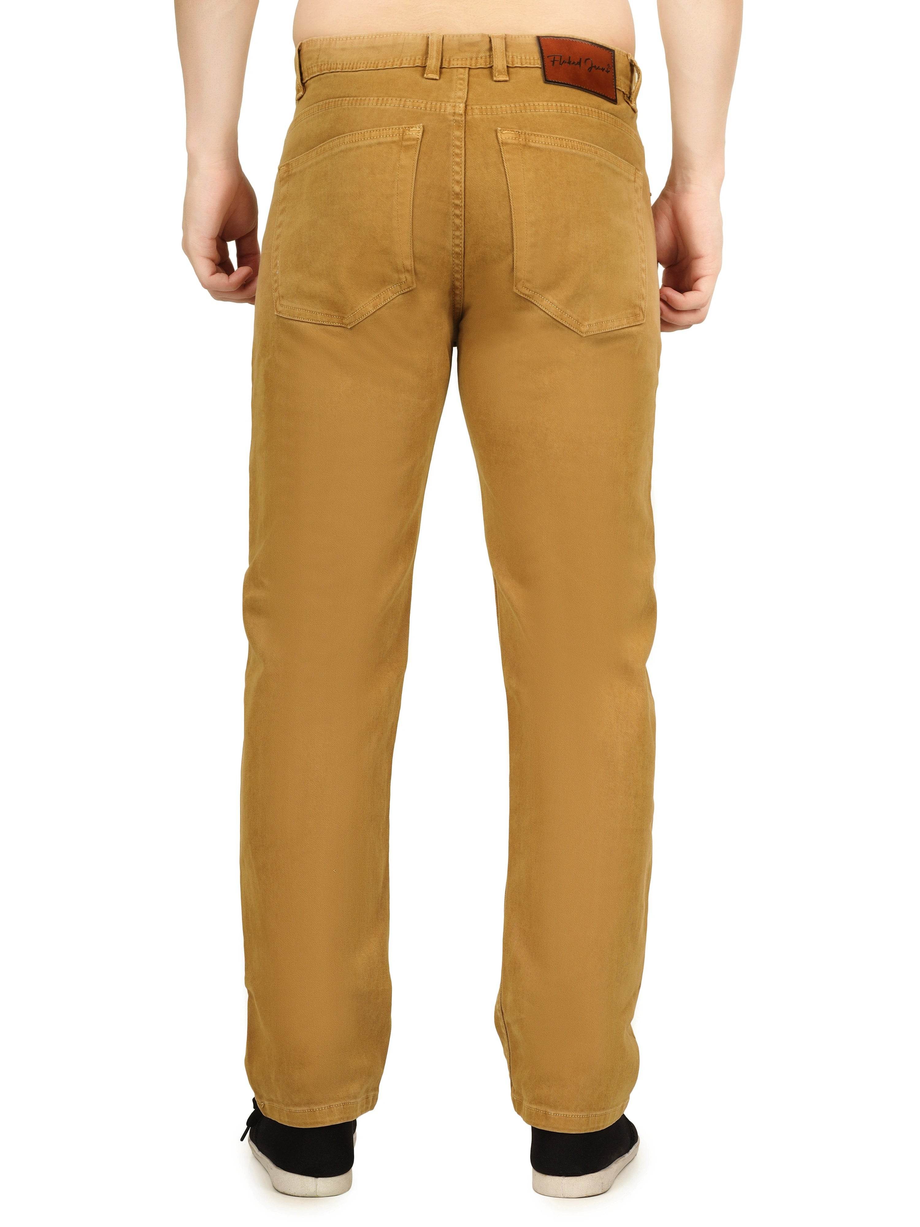 Men’s Relaxed Fit Stretchable Organic Cotton Jeans - Desert Camel - Flaked