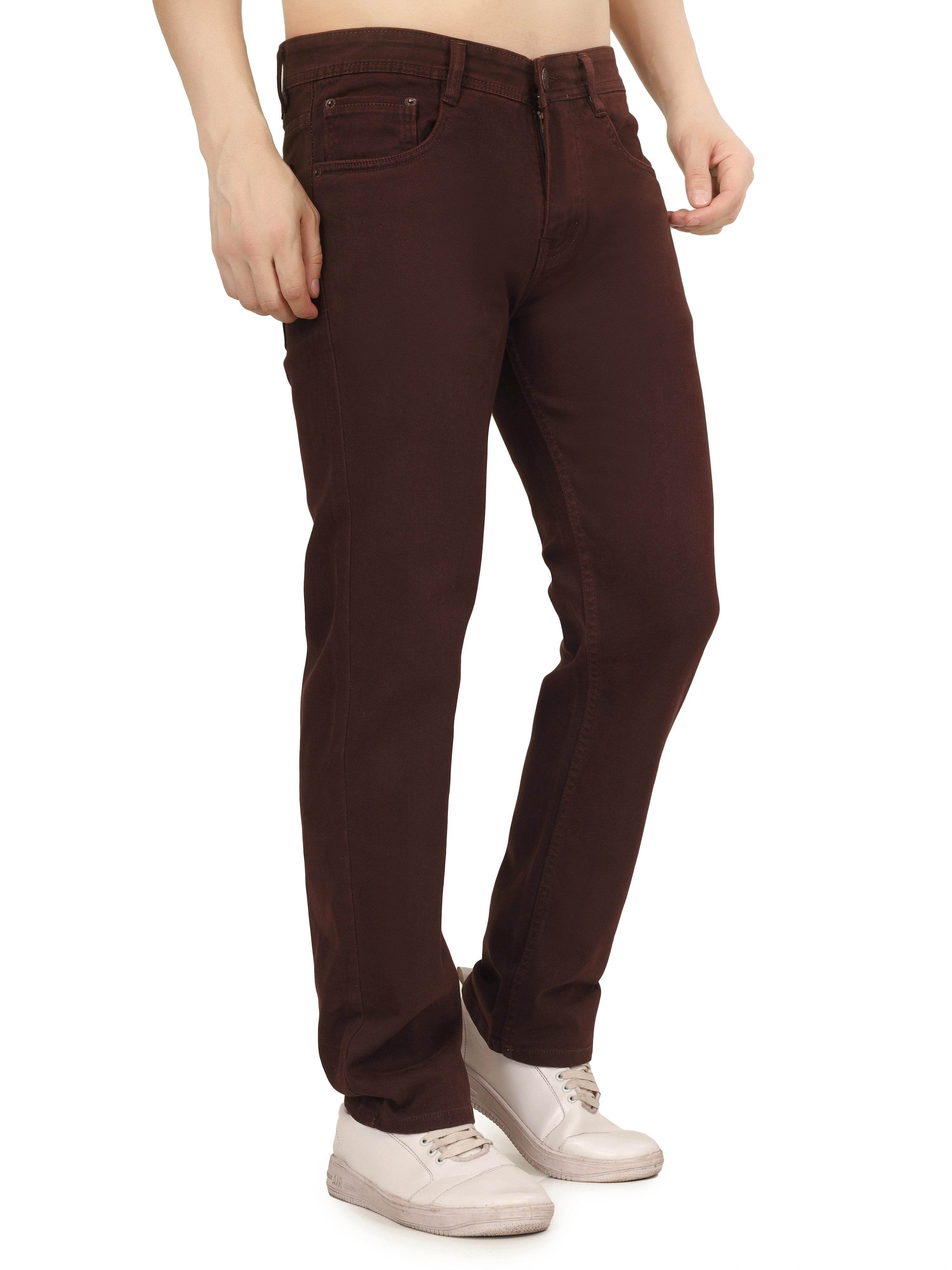 Men’s Relaxed Fit Stretchable Organic Cotton Jeans - Mocha Brown - Flaked