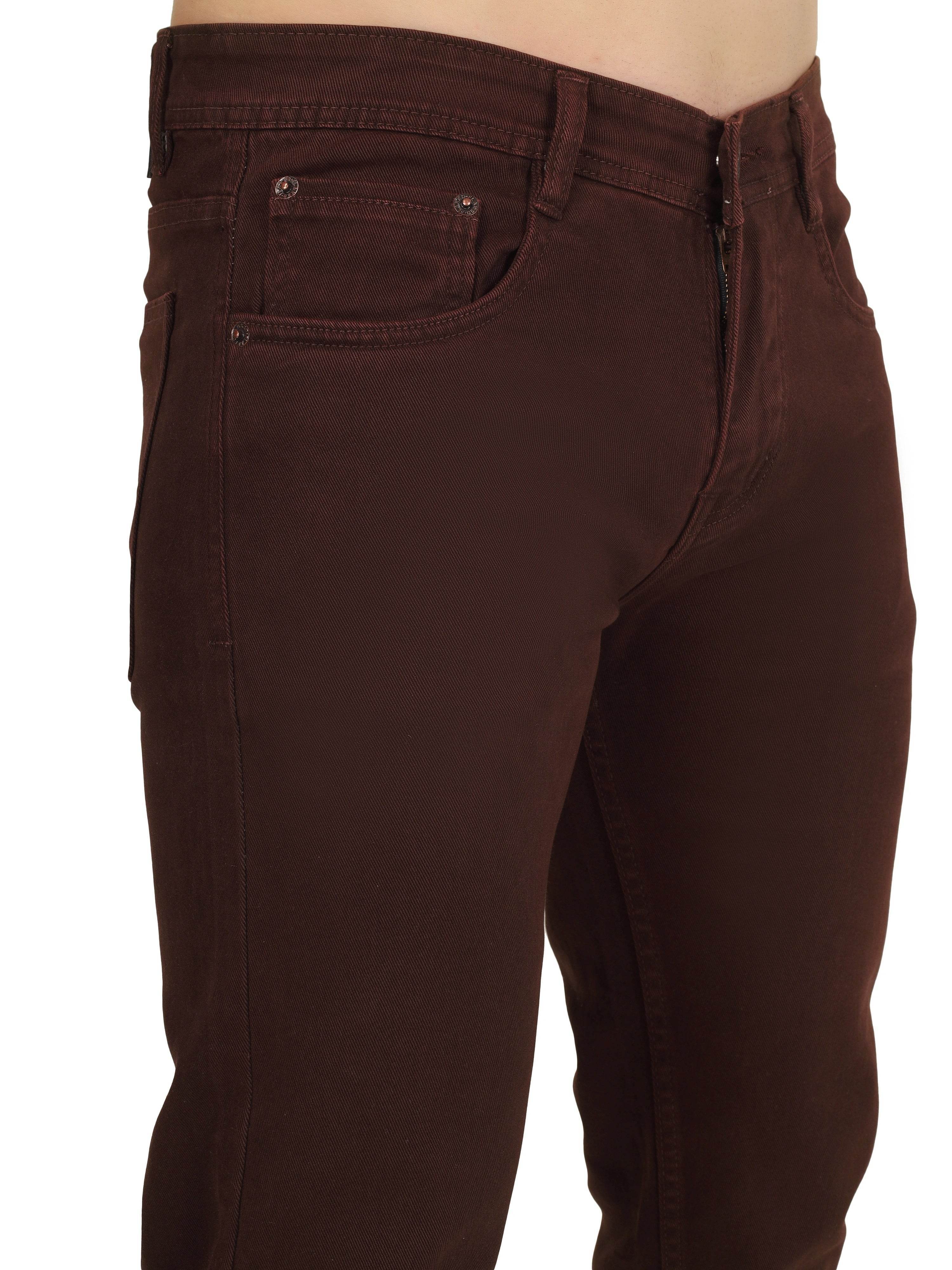 Men’s Relaxed Fit Stretchable Organic Cotton Jeans - Mocha Brown - Flaked