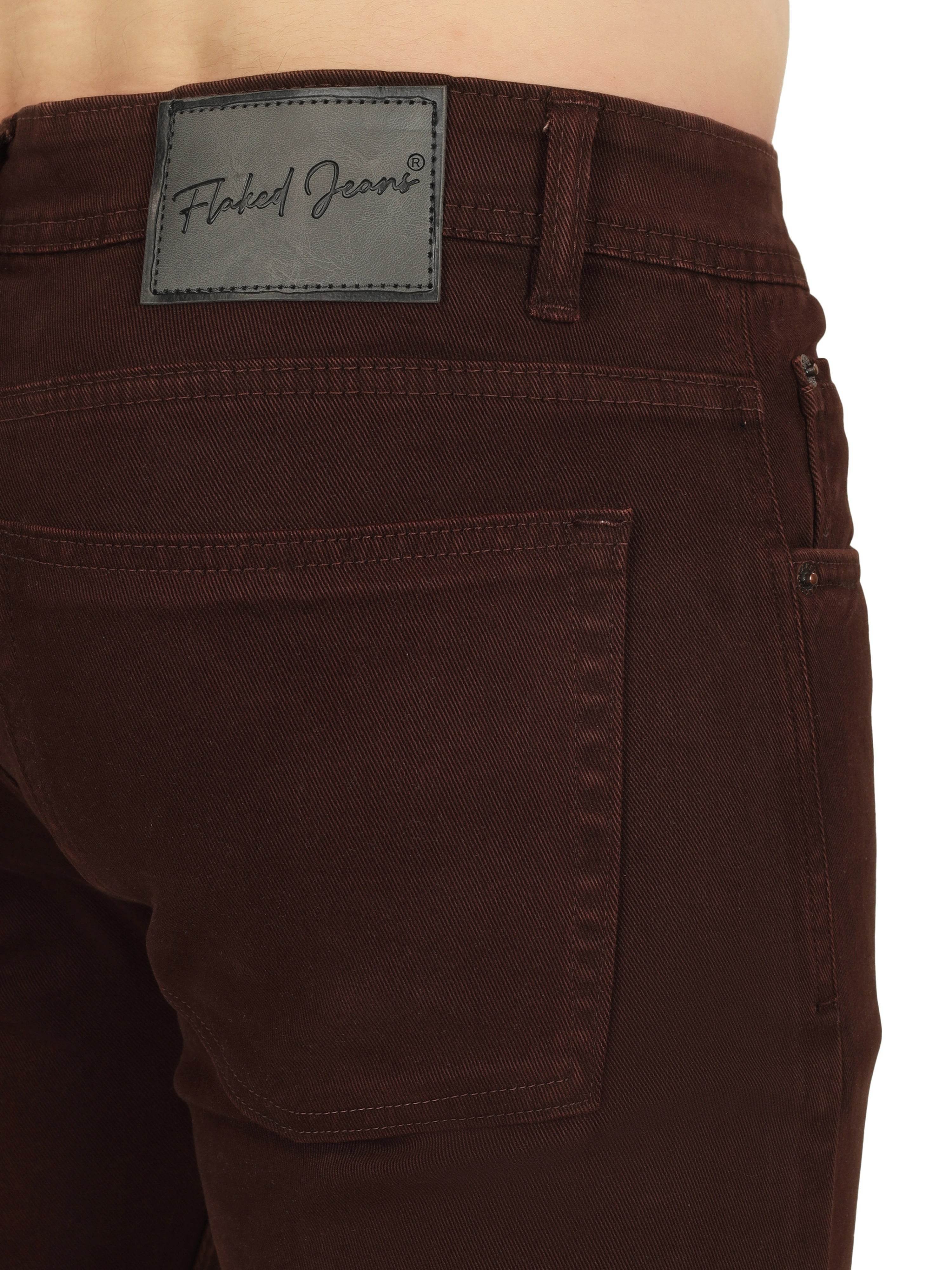 Men’s Relaxed Fit Stretchable Organic Cotton Jeans - Mocha Brown - Flaked