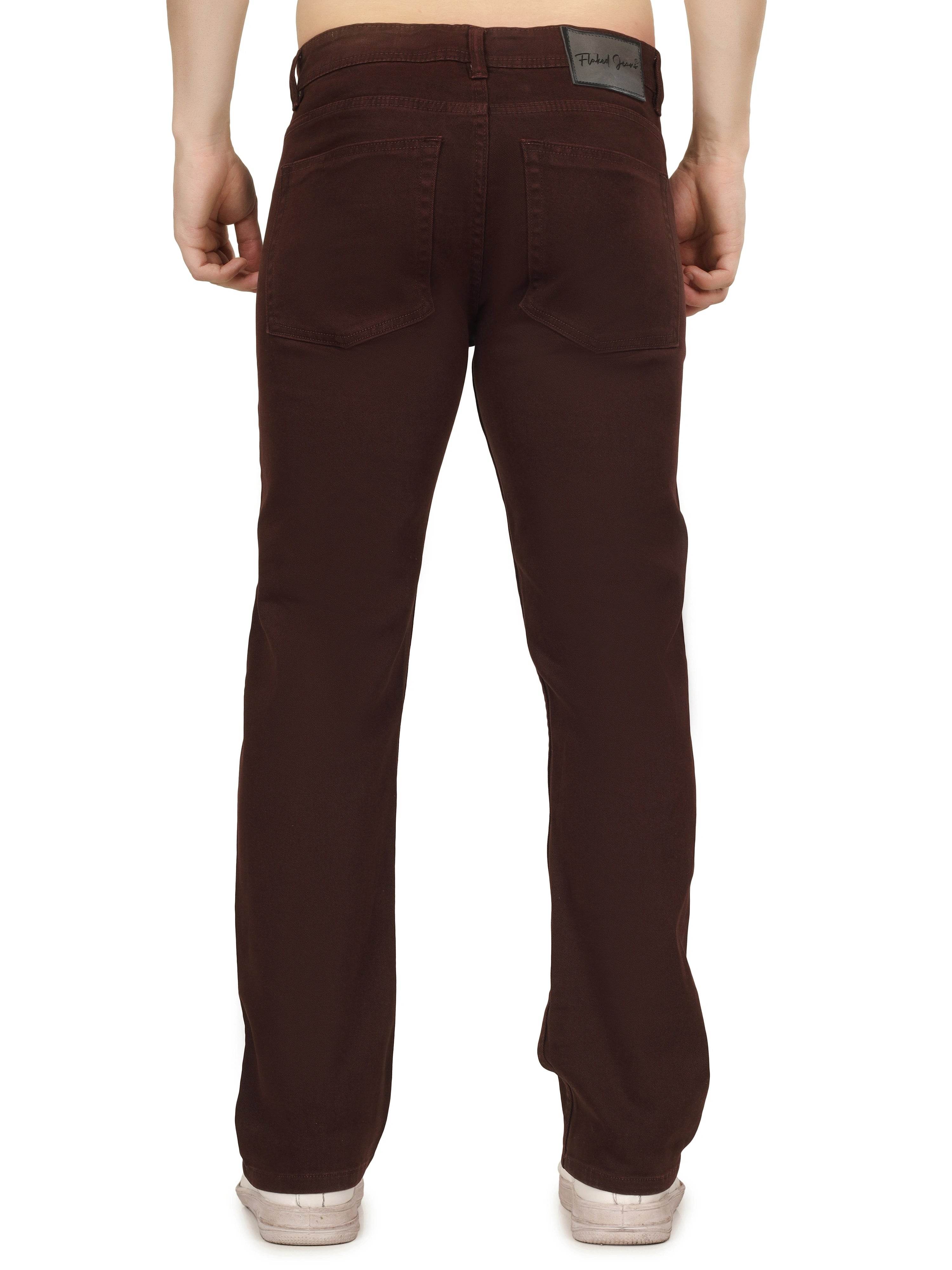 Men’s Relaxed Fit Stretchable Organic Cotton Jeans - Mocha Brown - Flaked