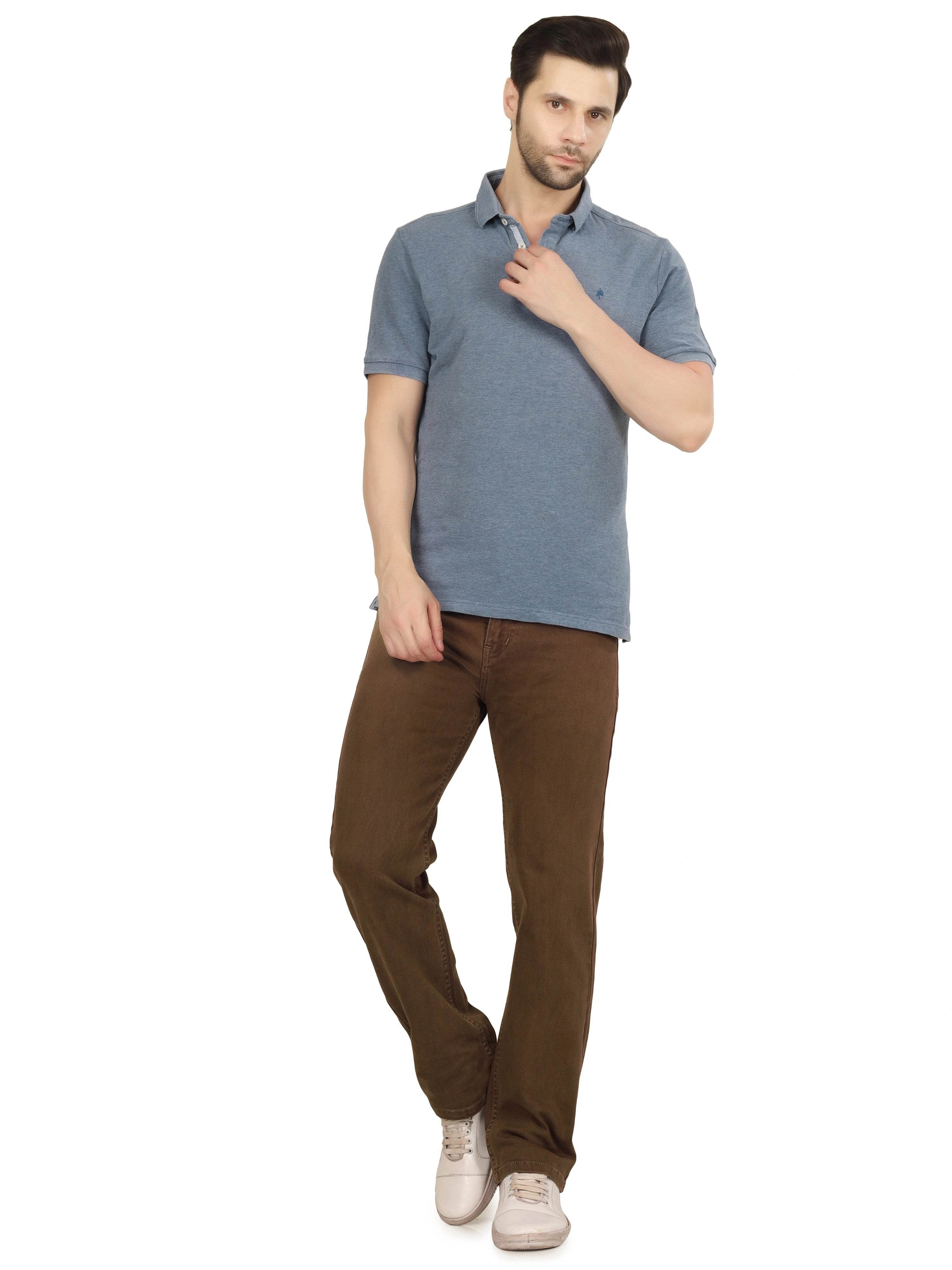 Men’s Relaxed Fit Stretchable Organic Cotton Jeans - Classic Khaki - Flaked