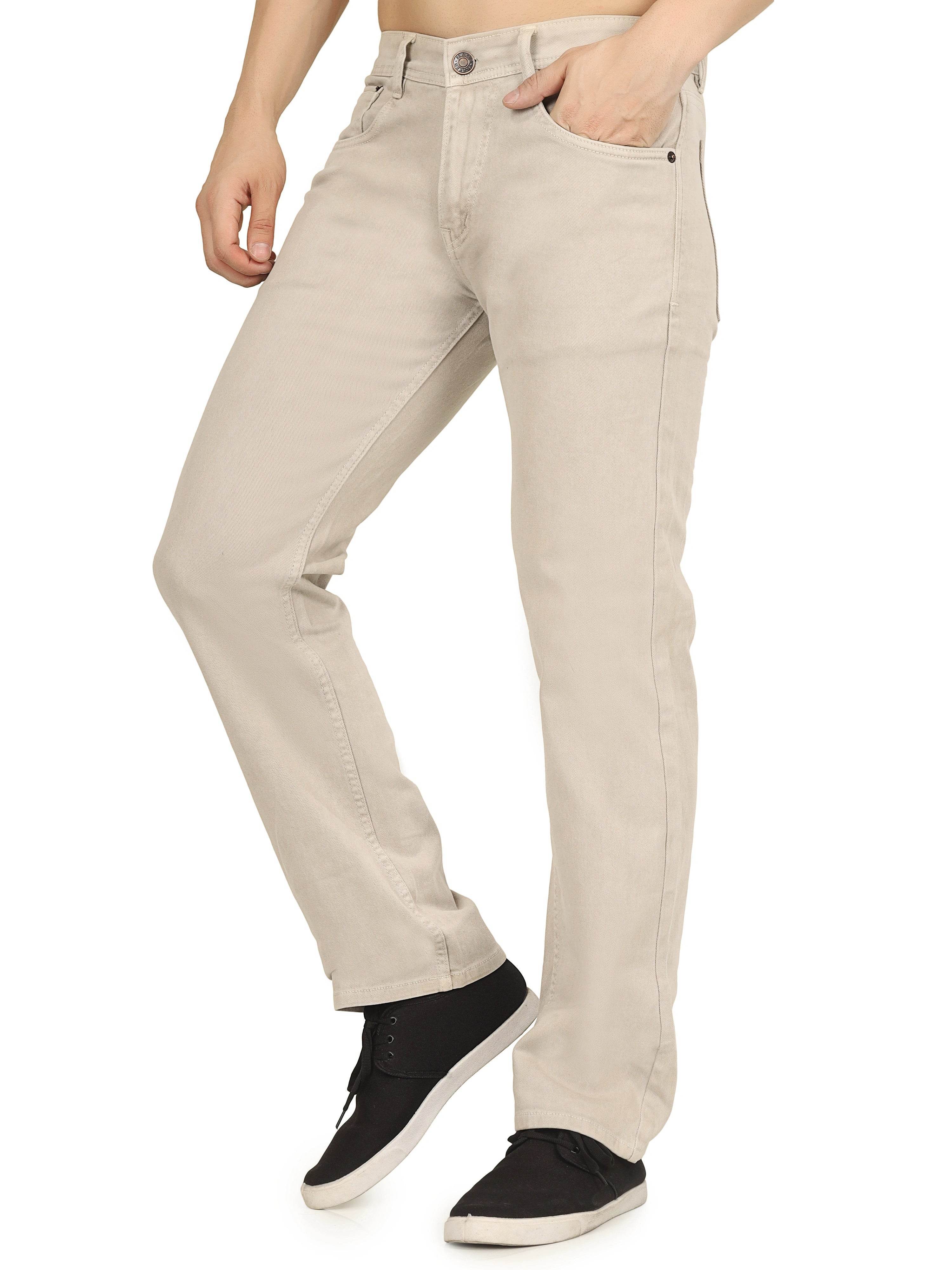 Men’s Relaxed Fit Stretchable Organic Cotton Jeans - Warm Beige - Flaked