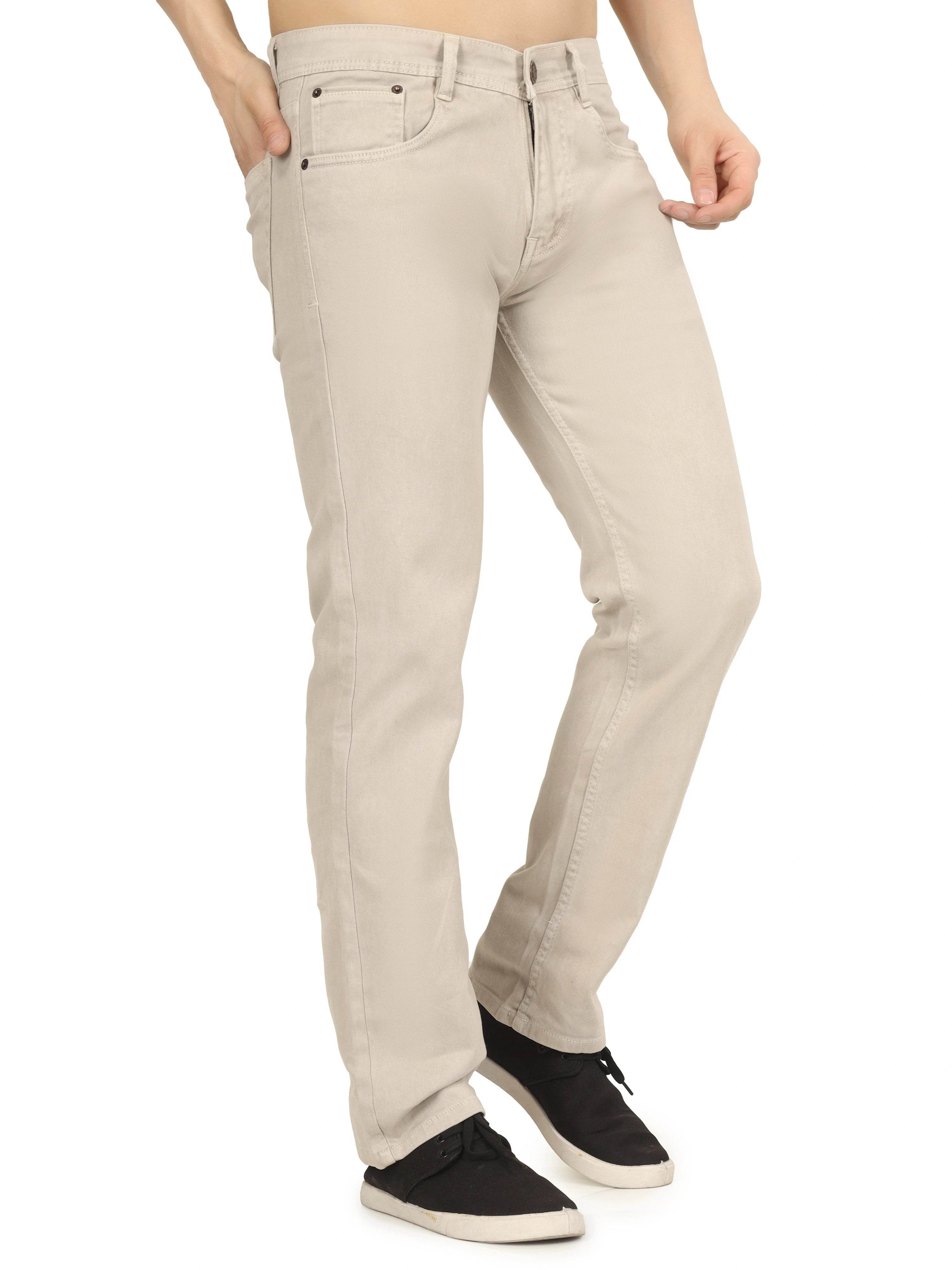 Men’s Relaxed Fit Stretchable Organic Cotton Jeans - Warm Beige - Flaked