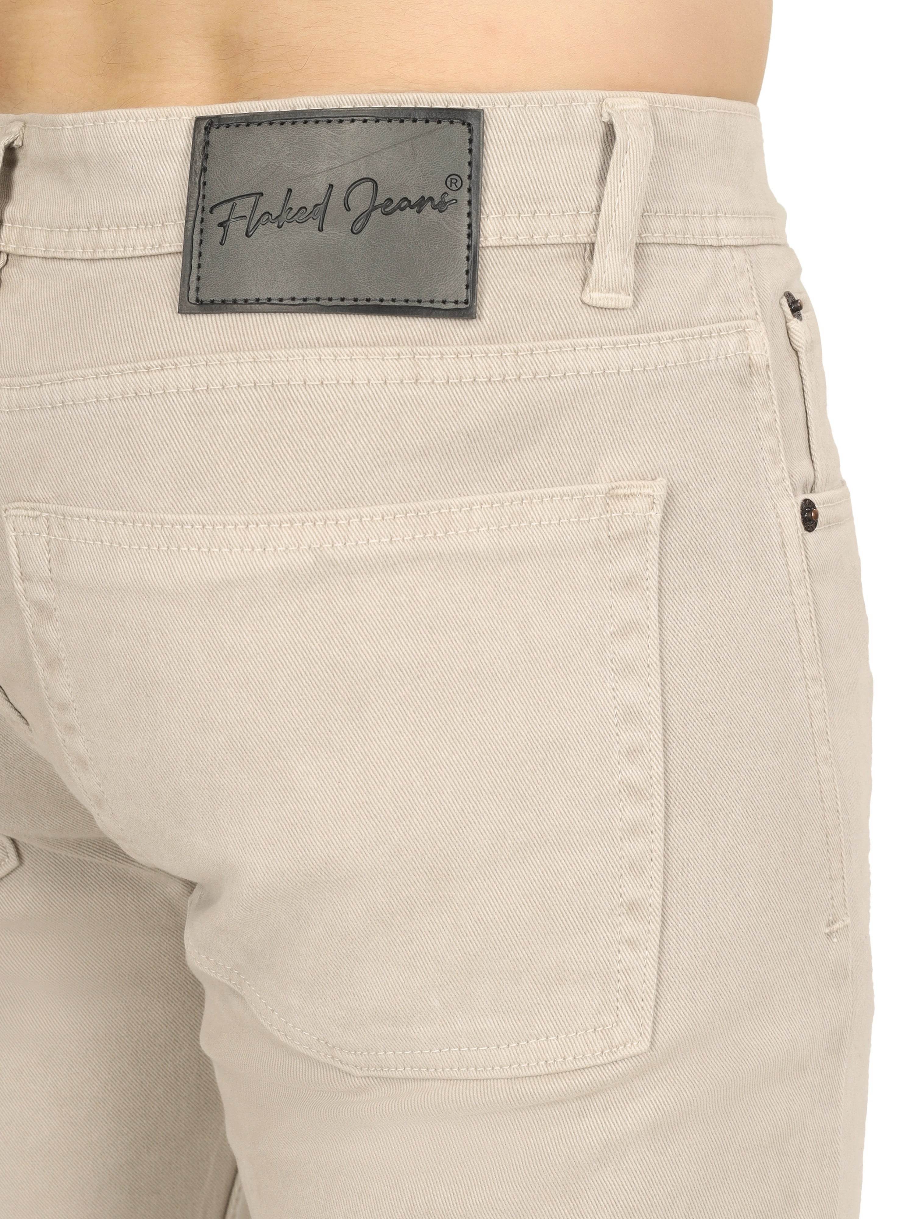 Men’s Relaxed Fit Stretchable Organic Cotton Jeans - Warm Beige - Flaked