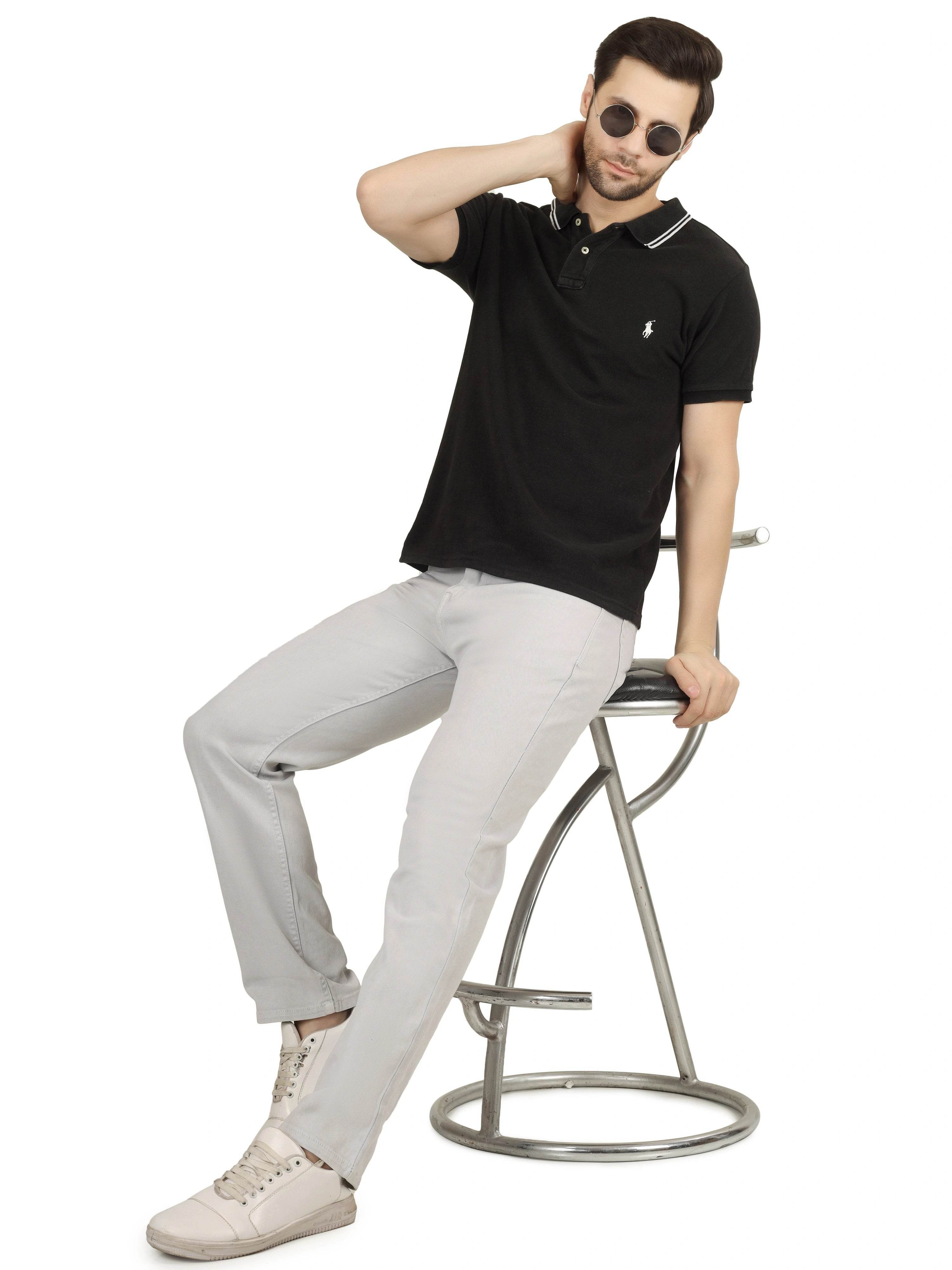 Men’s Relaxed Fit Stretchable Organic Cotton Jeans - Cloud Mist - Flaked