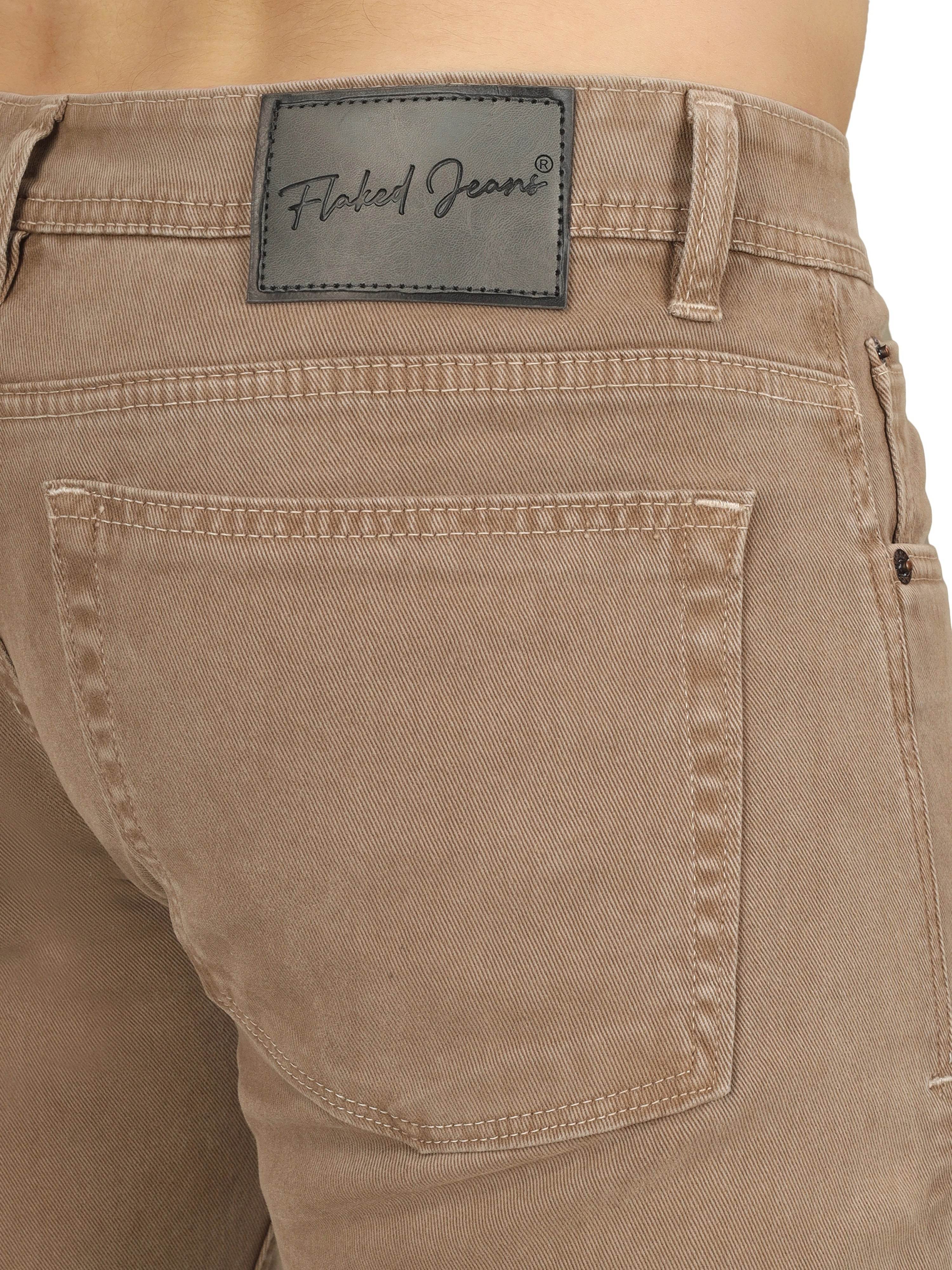 Men’s Relaxed Fit Stretchable Organic Cotton Jeans - Dust Khaki - Flaked