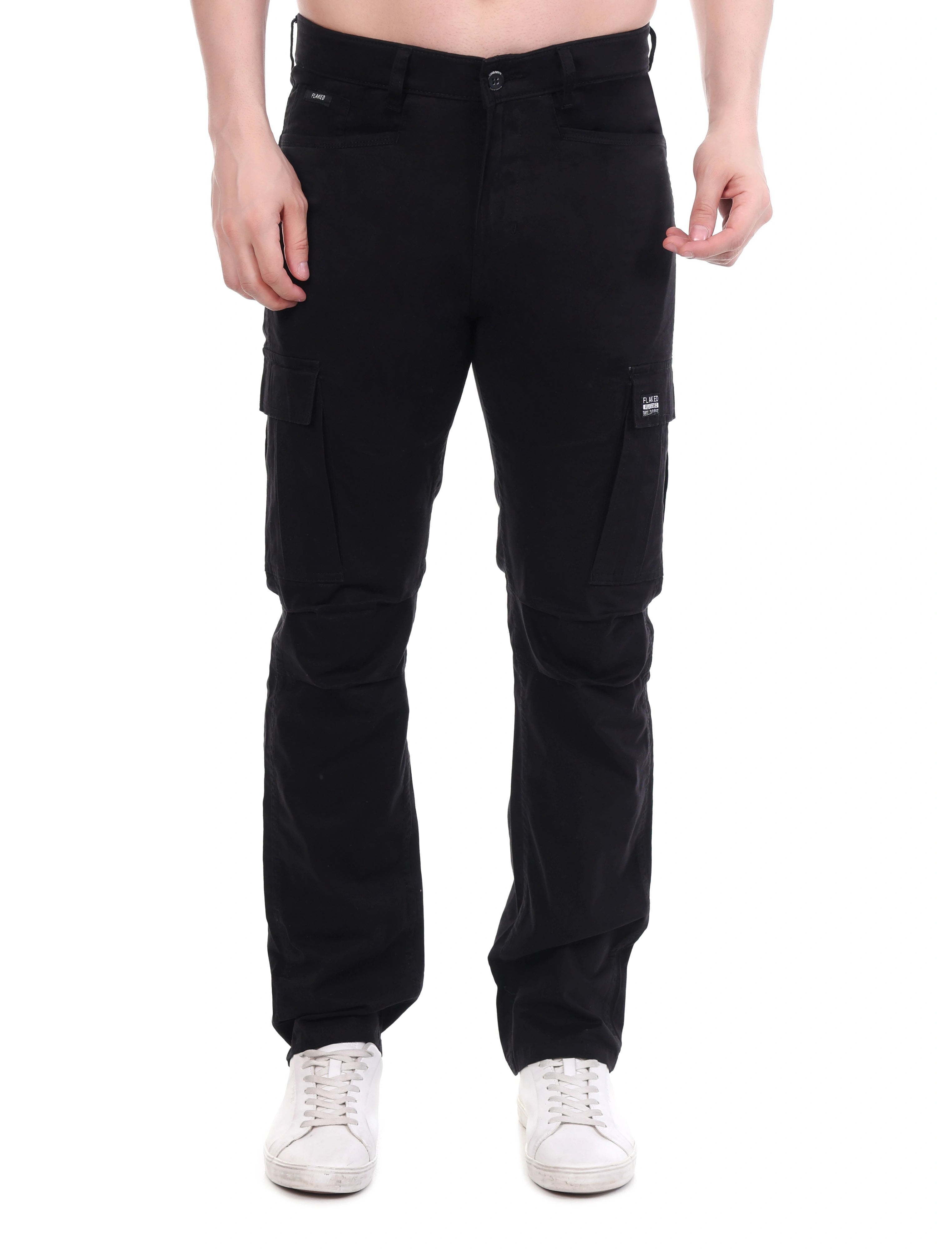 FLAKED Copenhagen Black Regular Fit Cotton Cargo