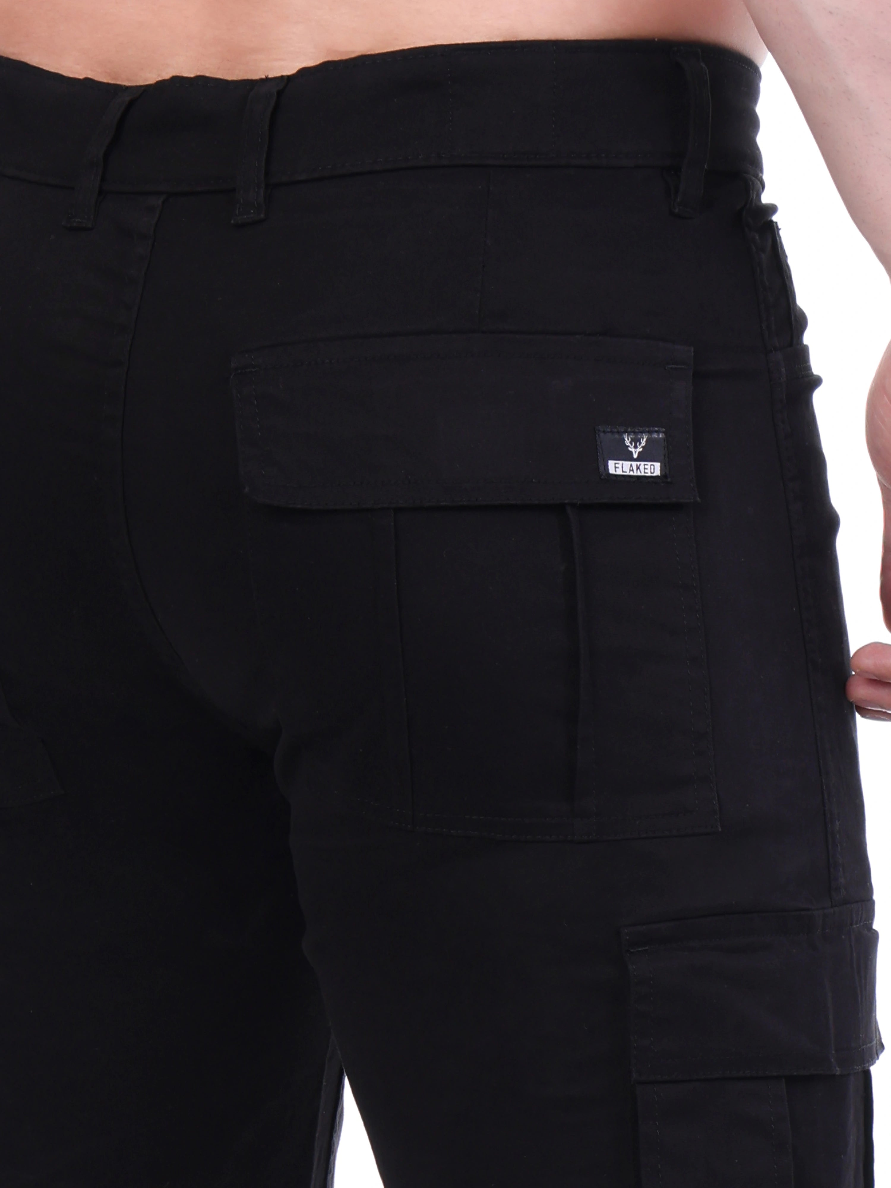 FLAKED Copenhagen Black Regular Fit Cotton Cargo