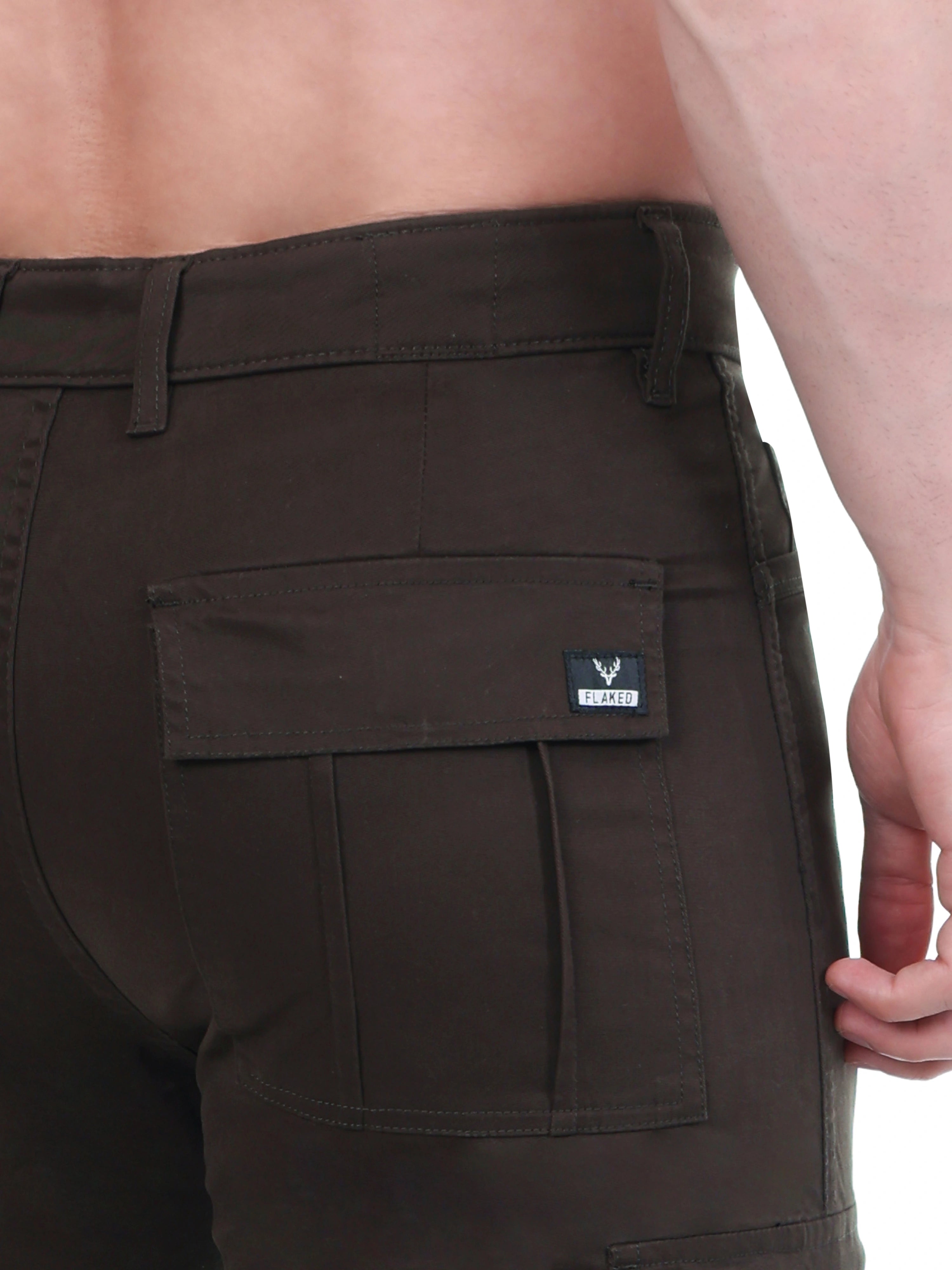 FLAKED Copenhagen Espresso Brown Regular Fit Cotton Cargo