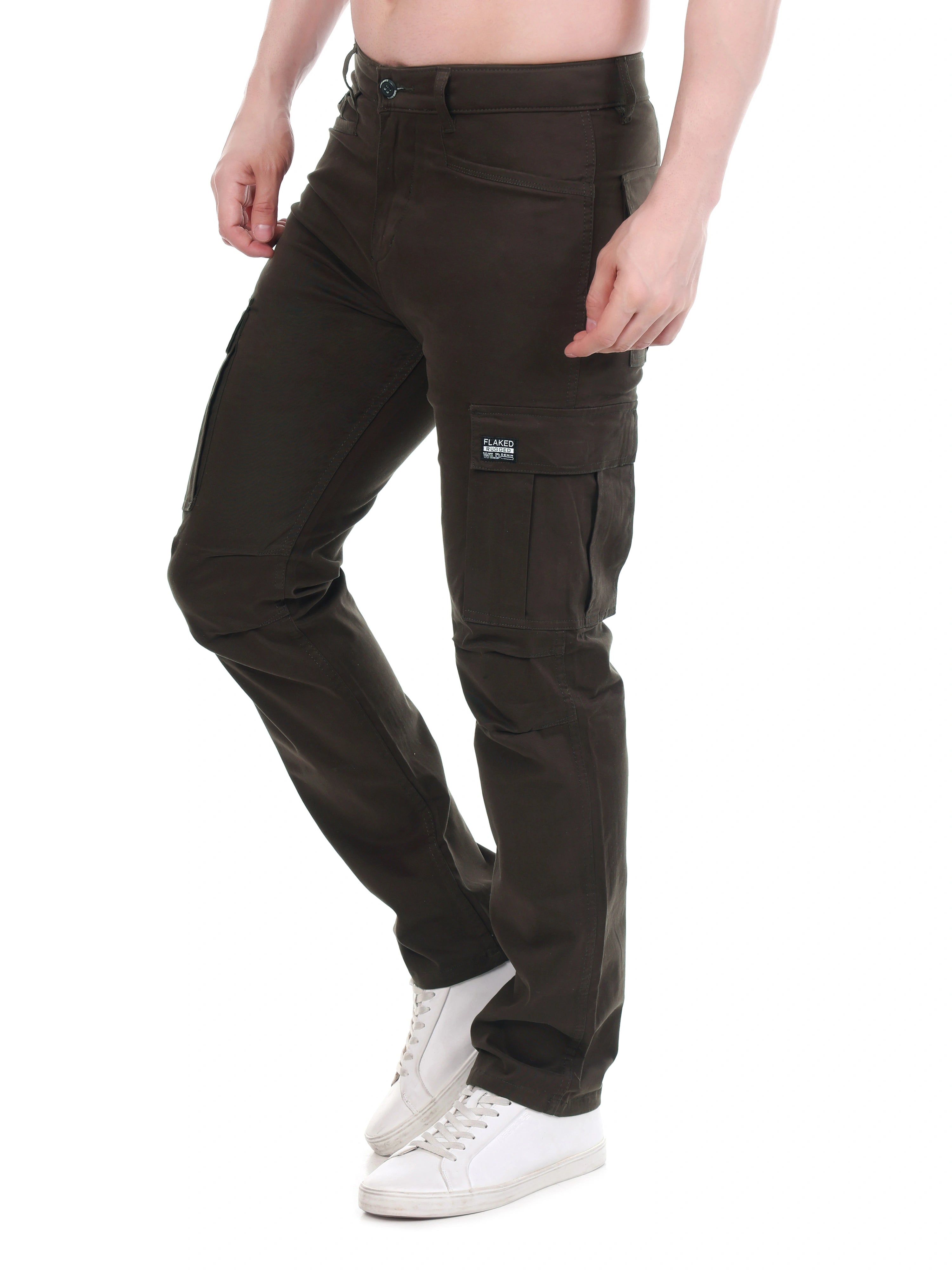 FLAKED Copenhagen Espresso Brown Regular Fit Cotton Cargo
