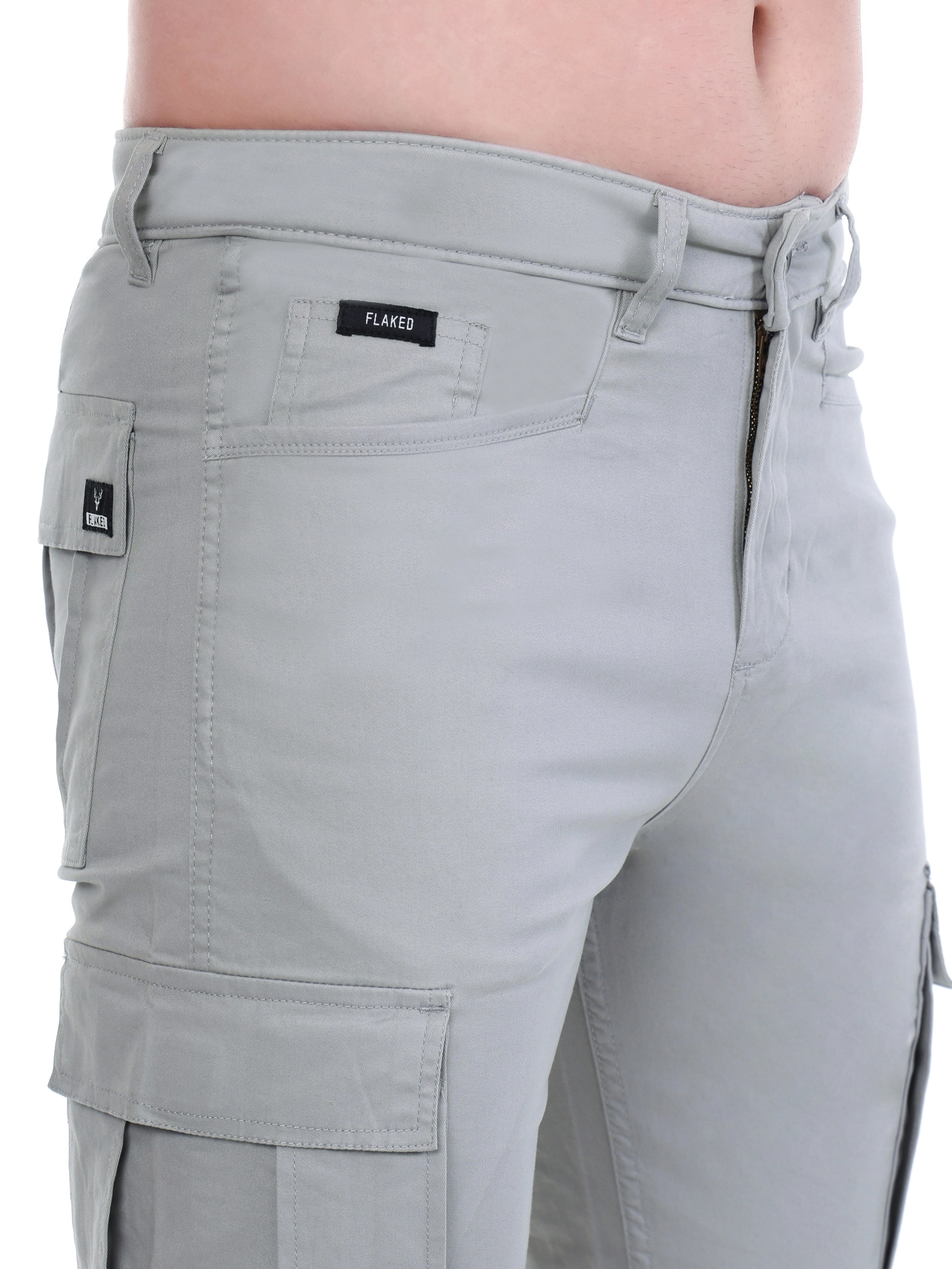 Flaked Copenhagen Frost Grey Regular Fit Cotton Cargo