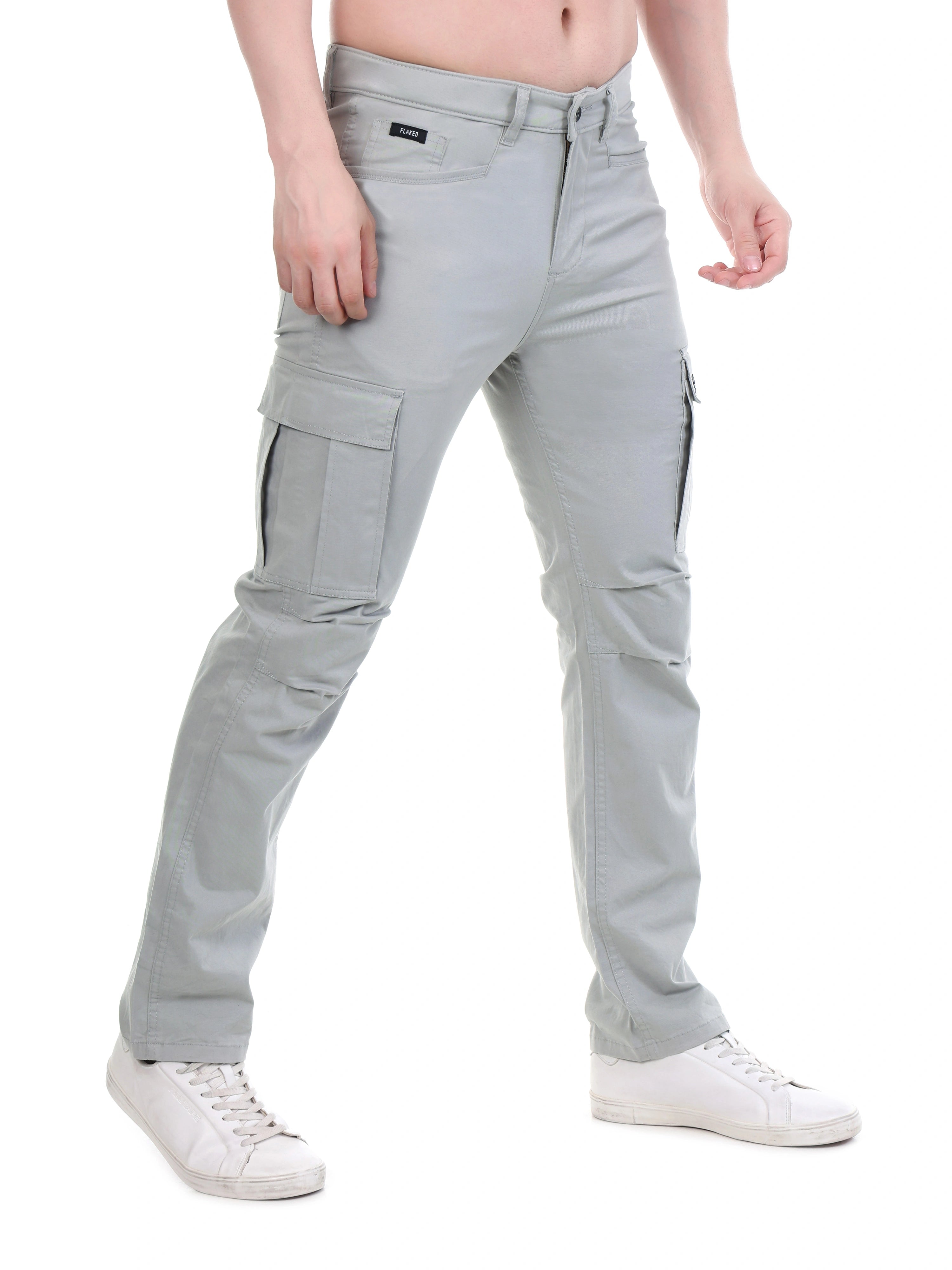 Flaked Copenhagen Frost Grey Regular Fit Cotton Cargo