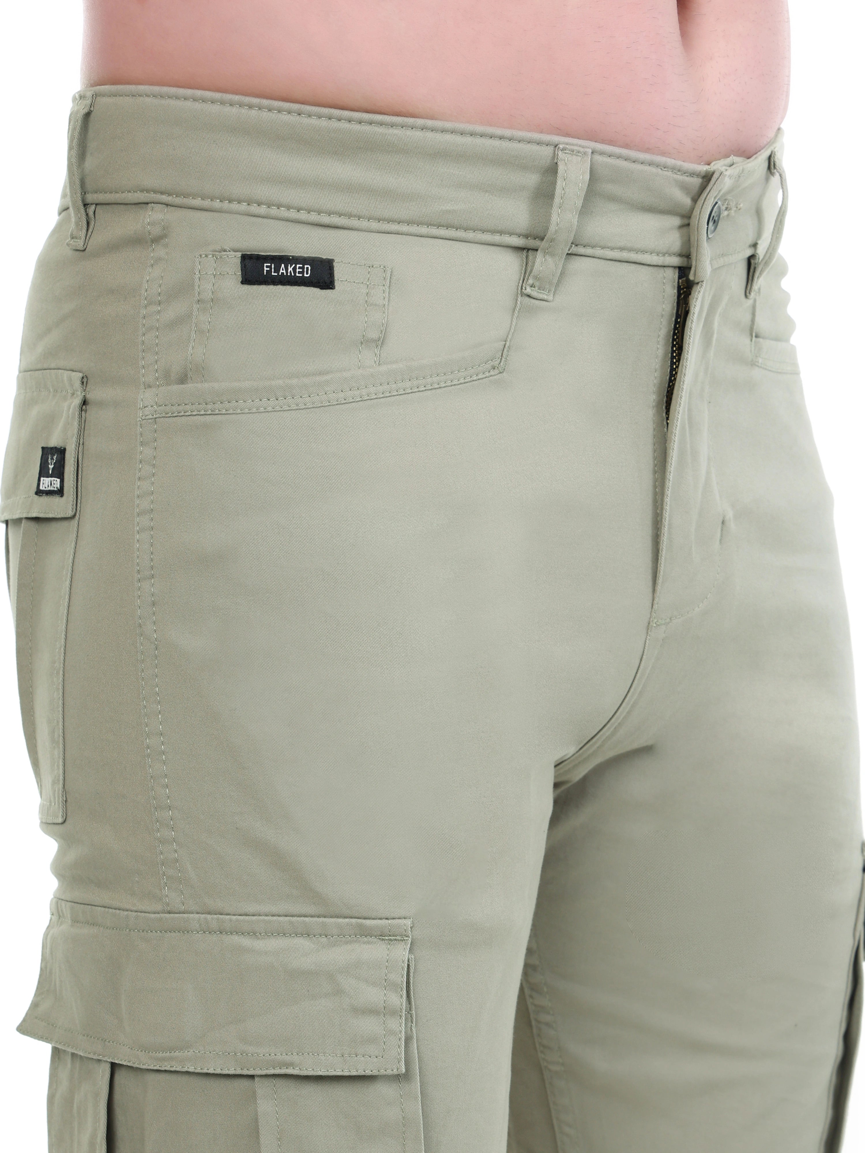 Flaked Copenhagen Moonstone Beige Regular Fit Cotton Cargo