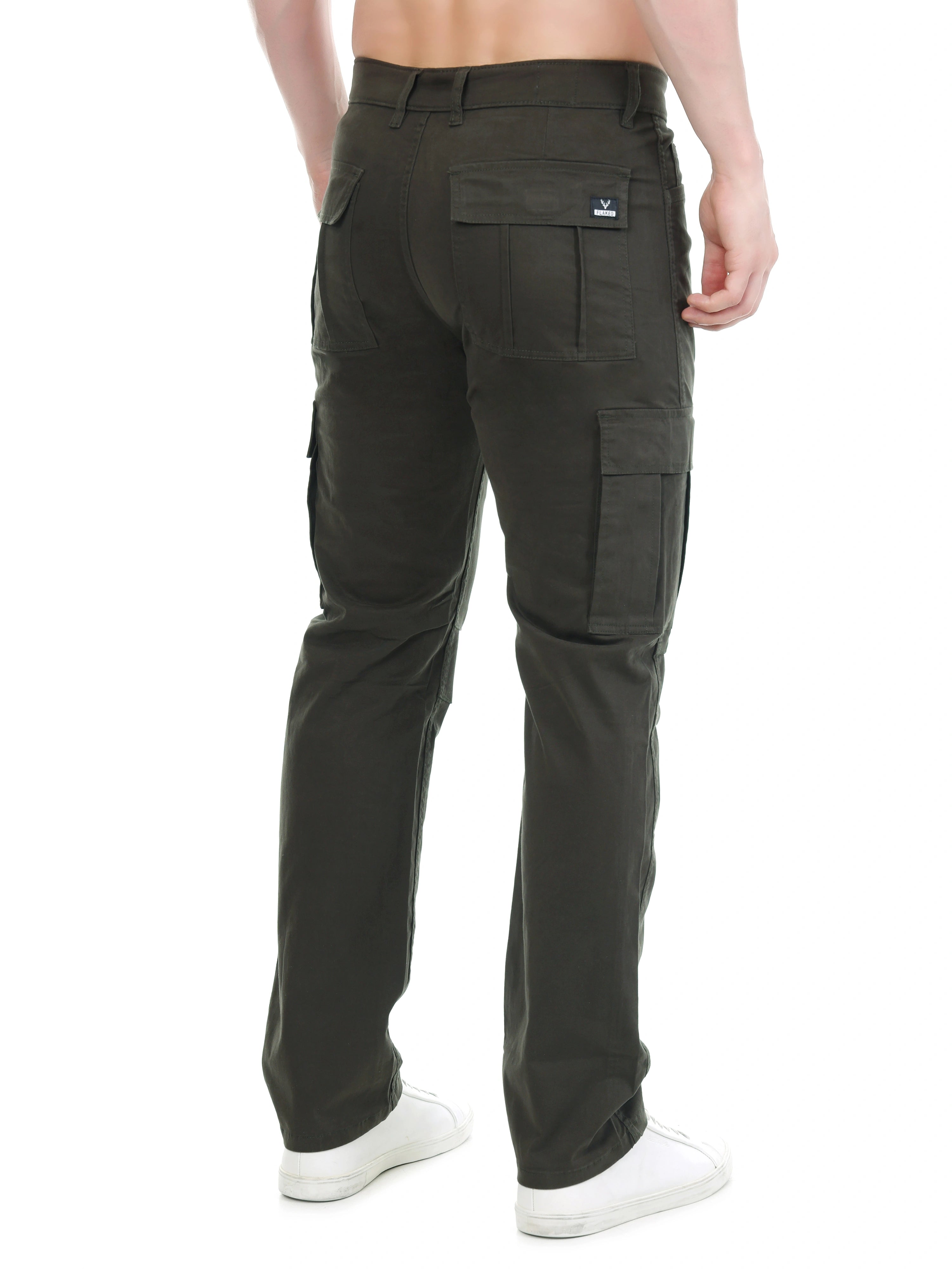 Flaked Copenhagen Olive Drab Regular Fit Cotton Cargo